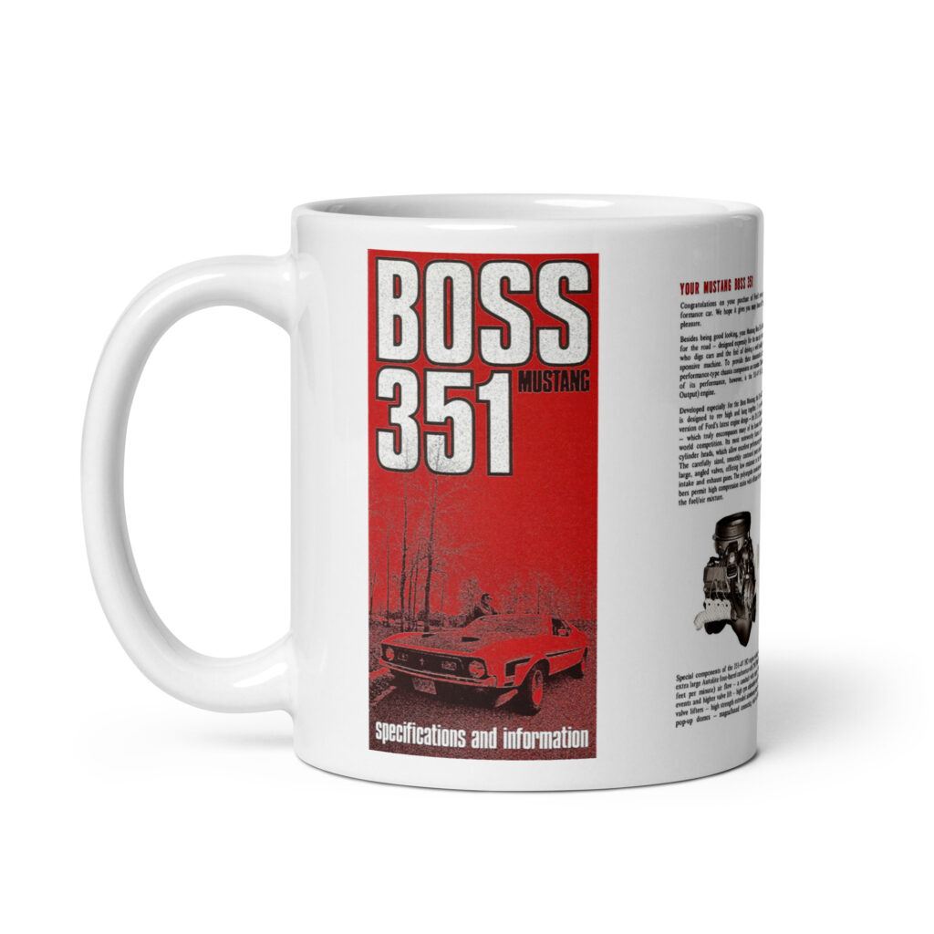 1971 Boss 351 Mustang Factory Foldout Brochure Coffee Mug