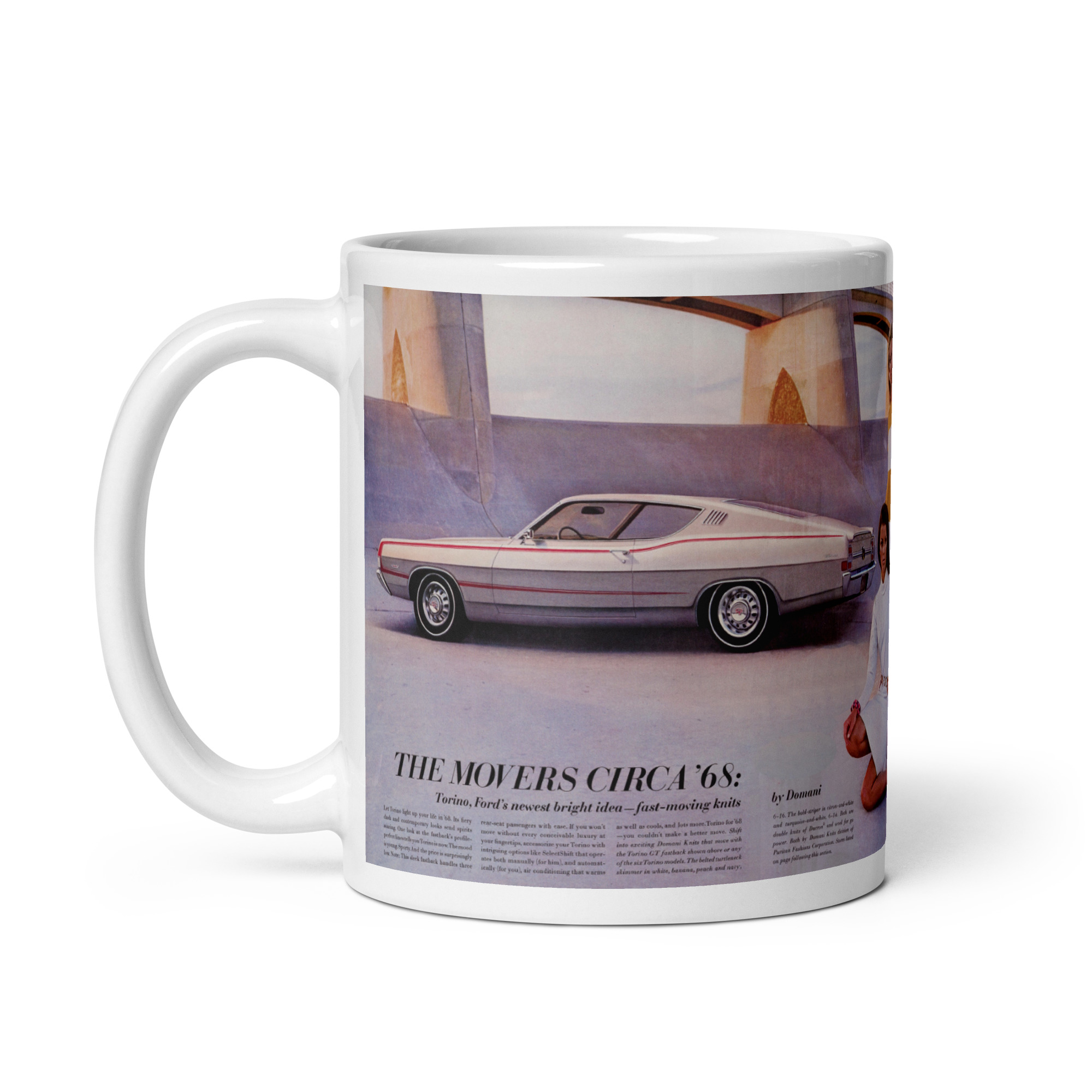 1968 Ford Torino GT Magazine Ads Coffee Mug 302 390 427 - Image 3