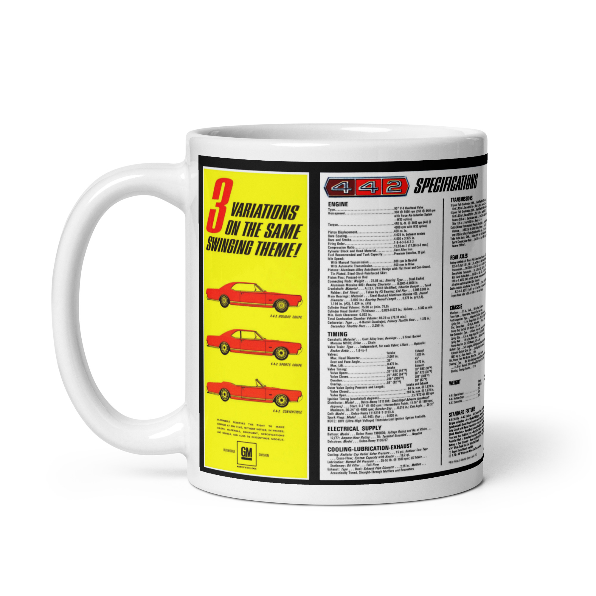 1967 Oldsmobile 442 Sales Brochure Coffee Mug 400 Rocket Sports Coupe - Image 2
