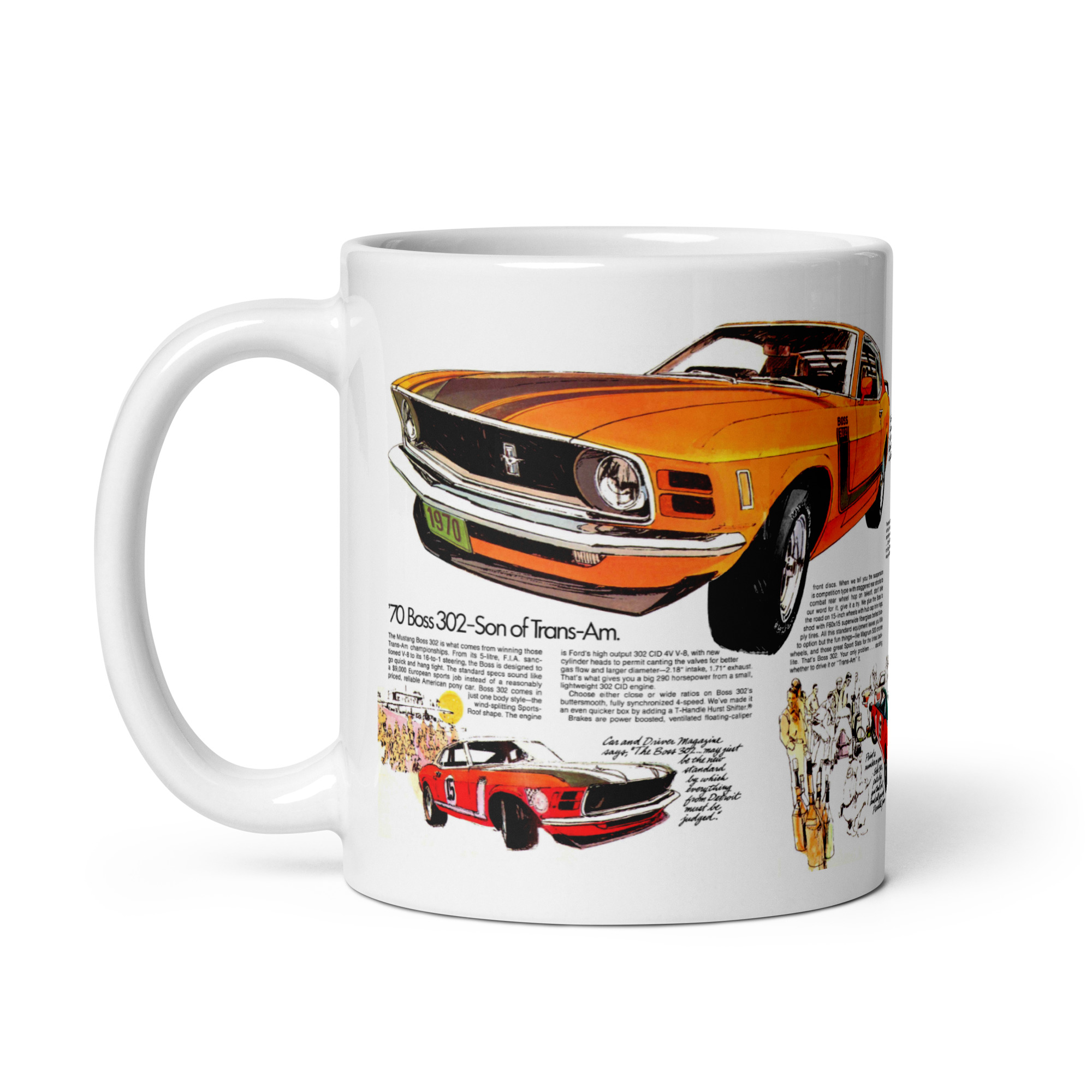 1970 Ford Mustang Boss 302 Magazine Ads Coffee Mug Ground Groover - Image 3