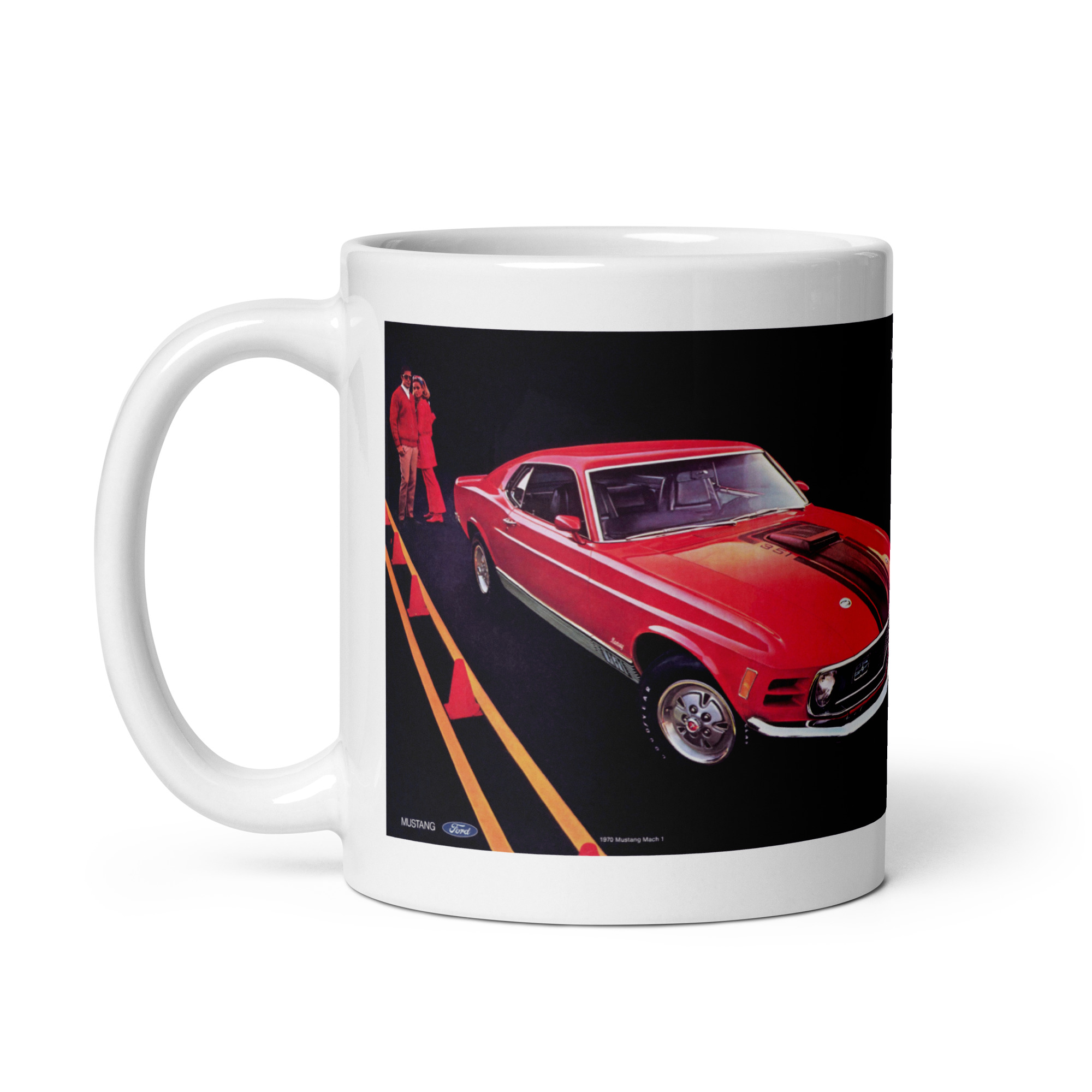 1970 Ford Mustang Mach I Magazine Ad Coffee Mug 351 Shaker - Image 3