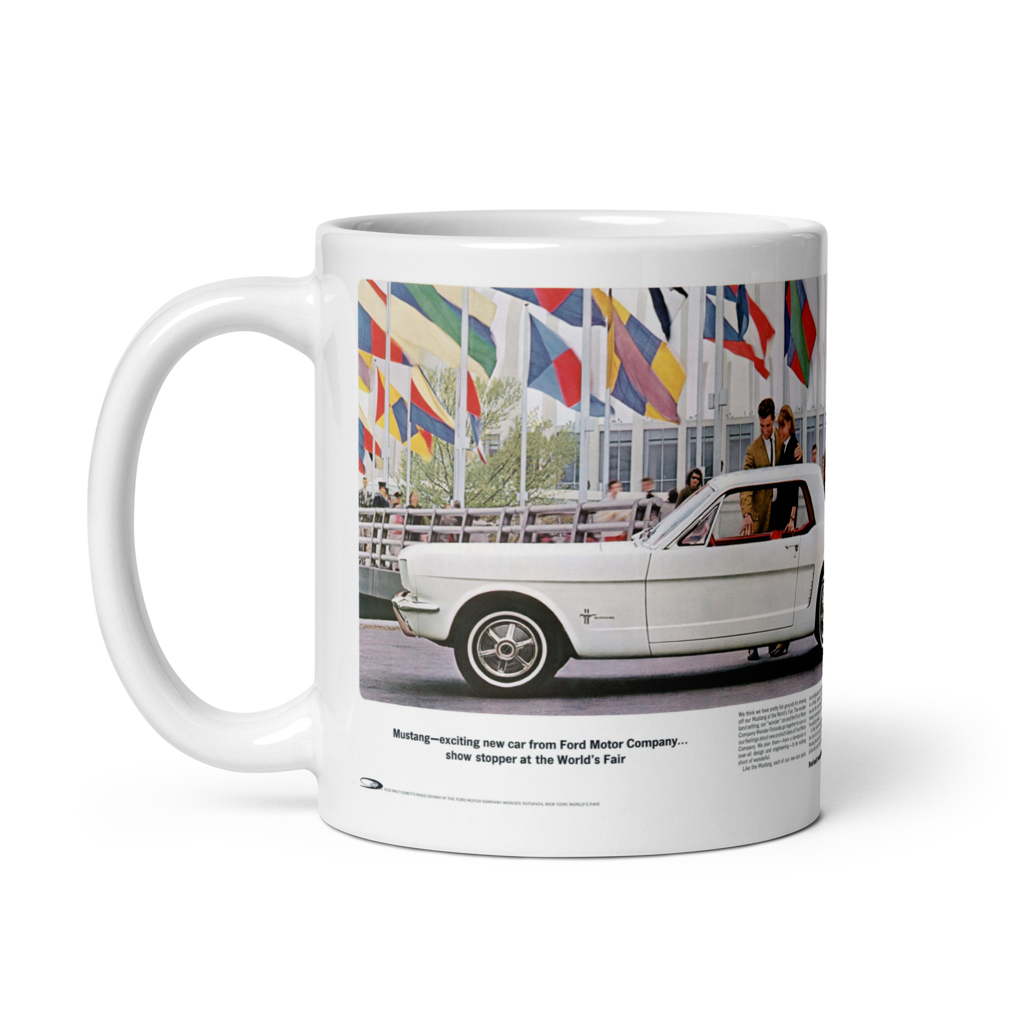 1964 Ford Mustang Ads Coffee Mug Worlds Fair 260 289 - Image 3