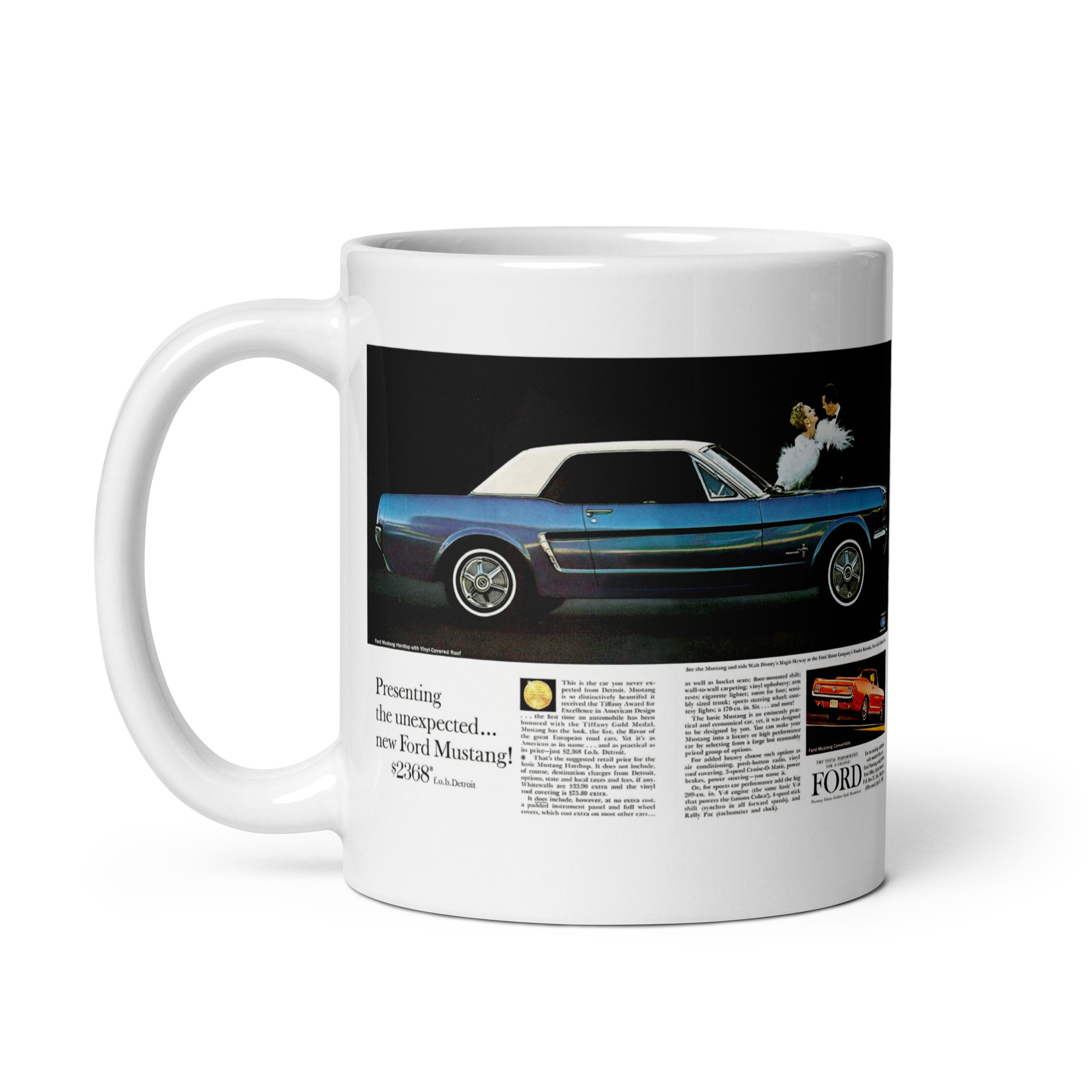 1964 Ford Mustang Ads Coffee Mug Worlds Fair Magic Skyway 260 289 Convertible - Image 3