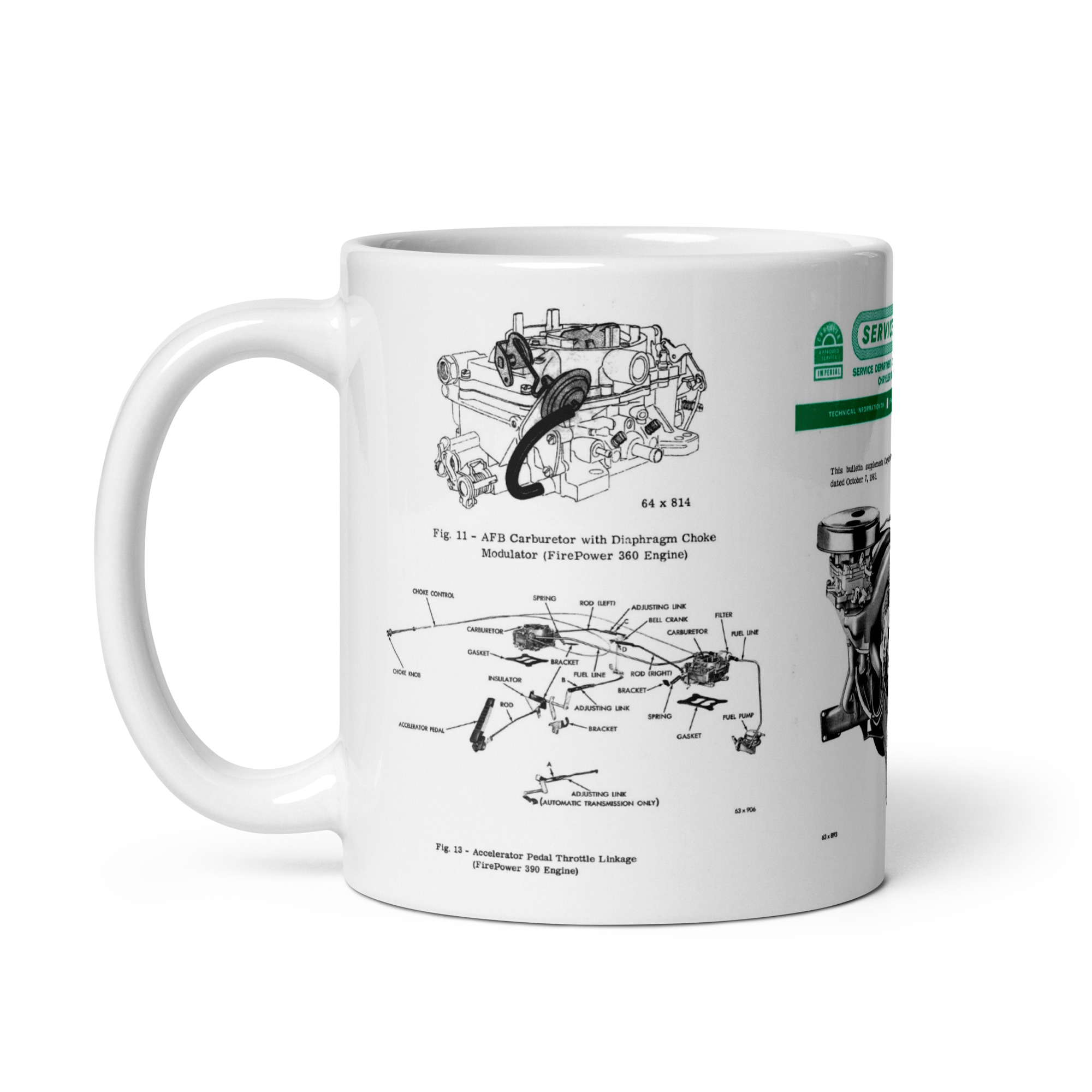 1964 Chrysler 300 K Service Bulletin Diagrams Coffee Mug Firepower 413 Crossram - Image 3