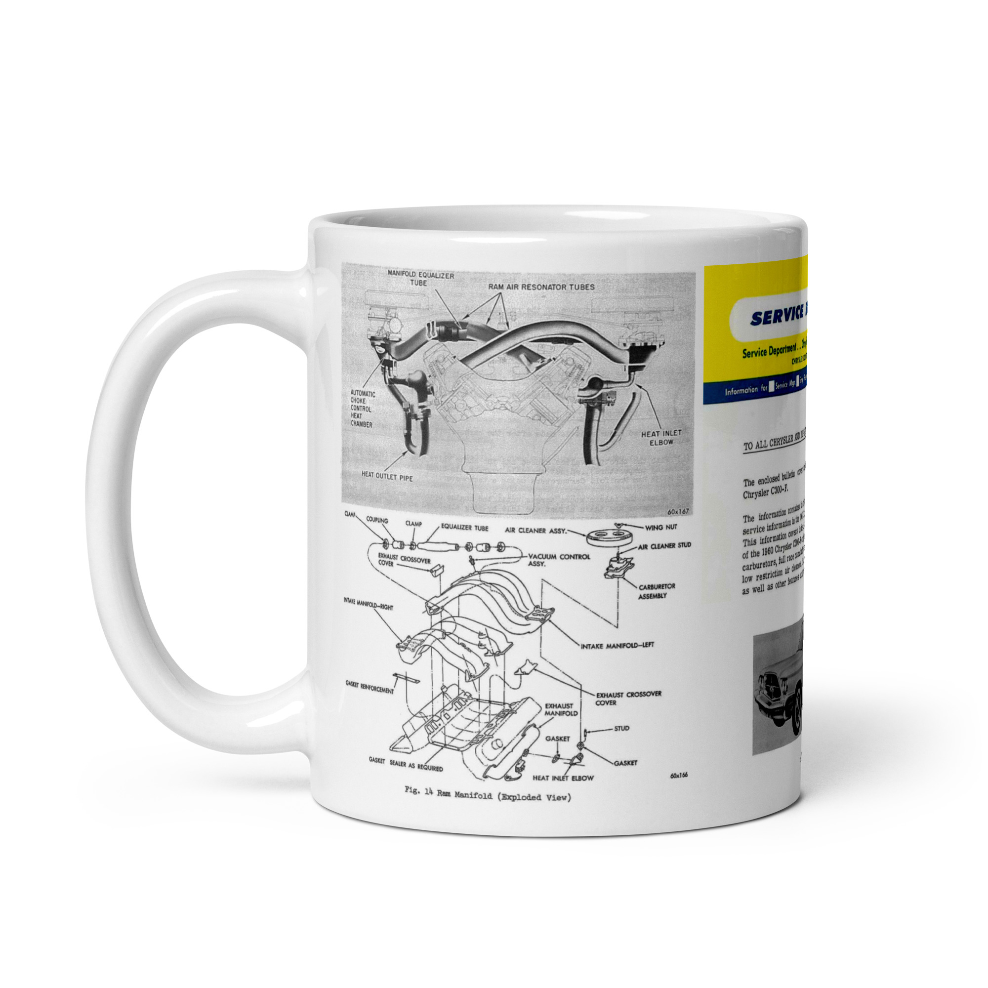 1960 Chrysler 300 F Technical Service Bulletin Coffee Mug Crossram 413 Sonoramic - Image 3