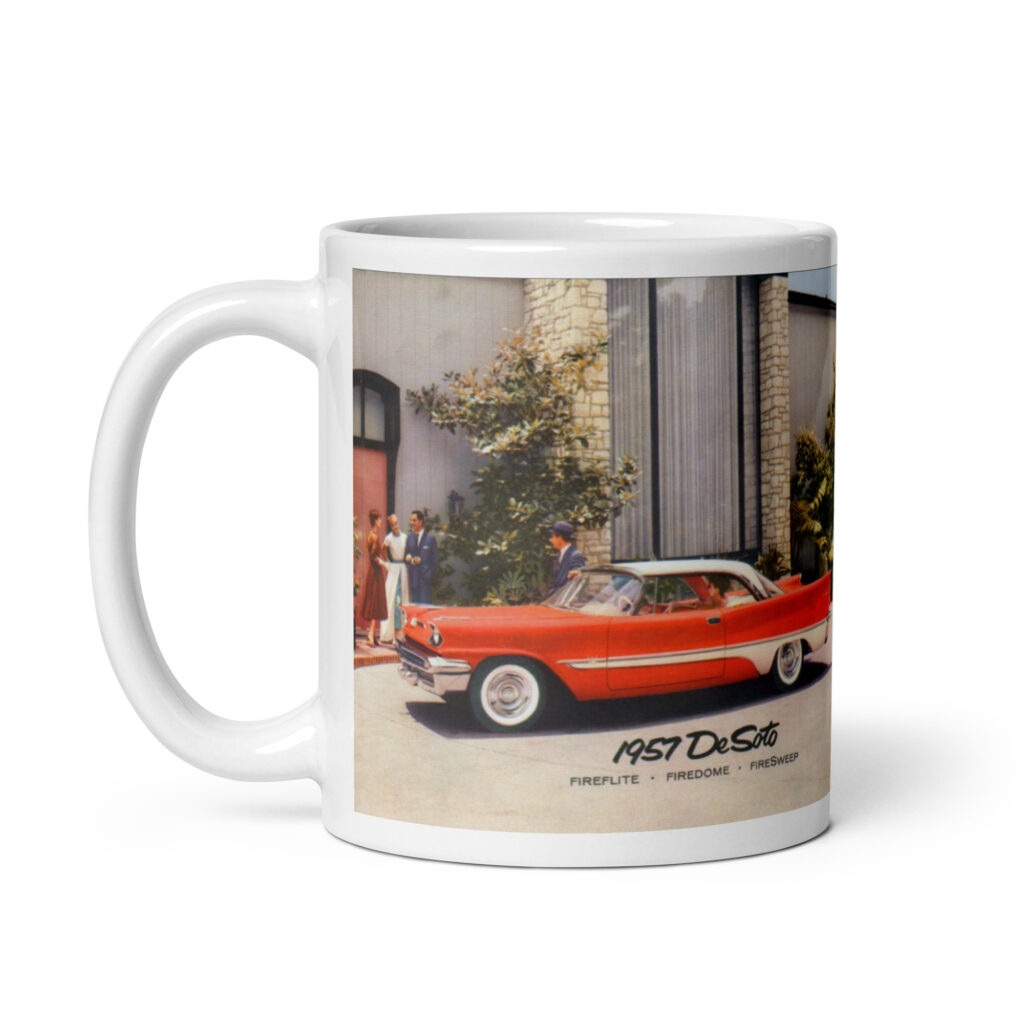 1957 DeSoto Sales Brochure Coffee Mug Firedome Fireflyte Firesweep Sportsman