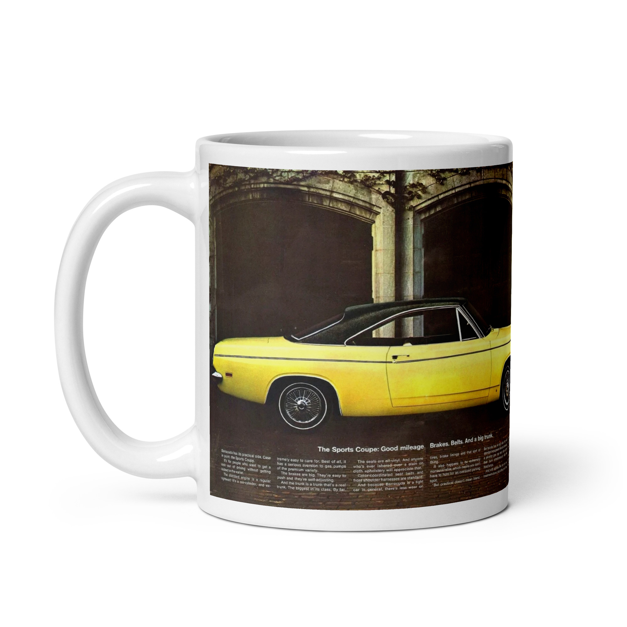 1969 Plymouth Barracuda 2 Magazine Ad Coffee Mug 340 383 Drift Our Way - Image 2