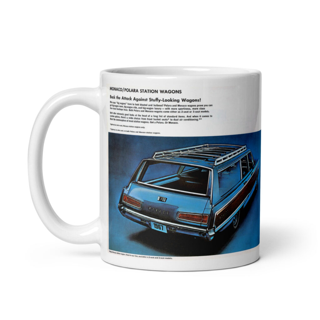 1967 Dodge Polara and Monaco Station Wagons Sales Brochure Coffee Mug 383 440