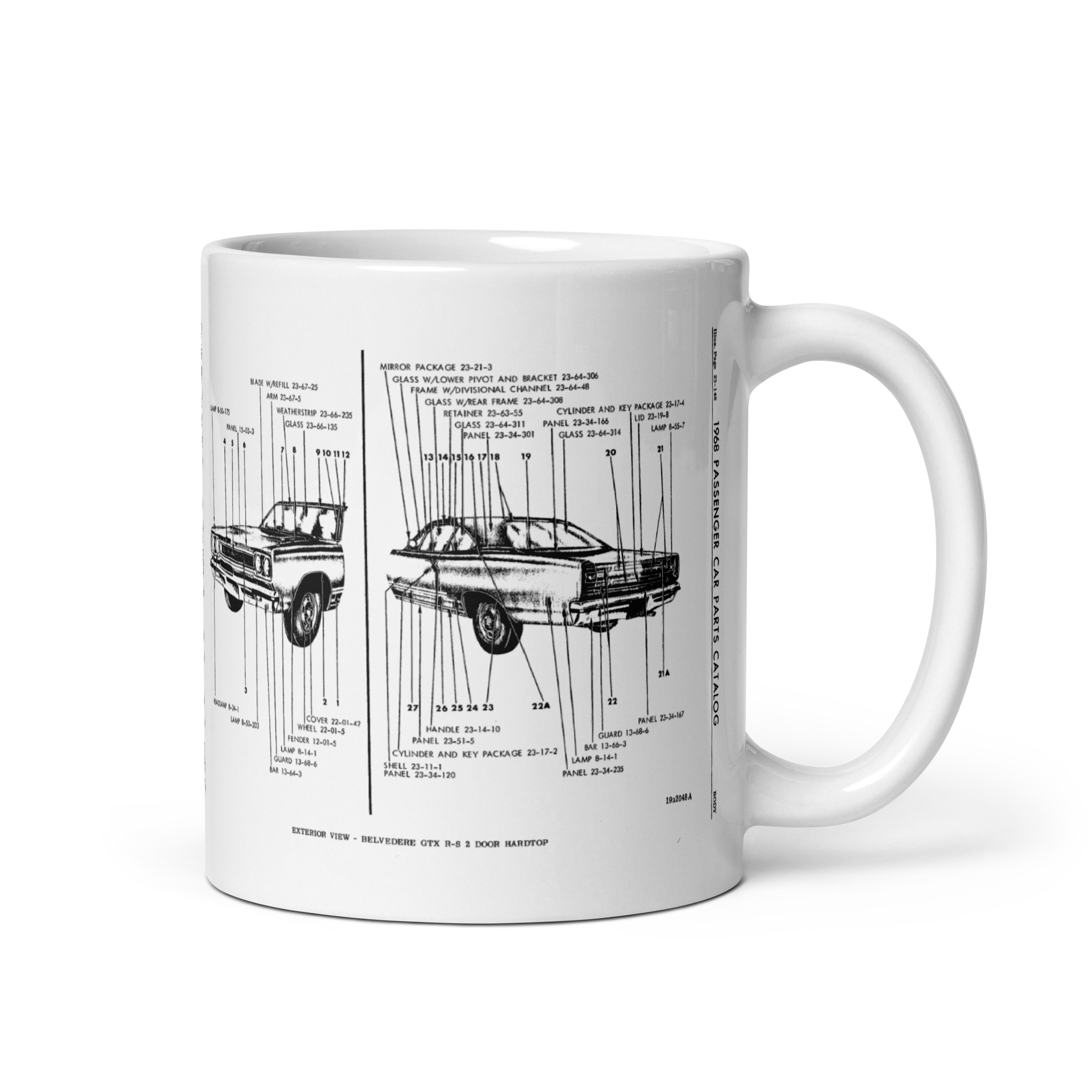 68 Plymouth GTX Exterior View Factory Parts Diagram Coffee Mug + Convertible - Image 2