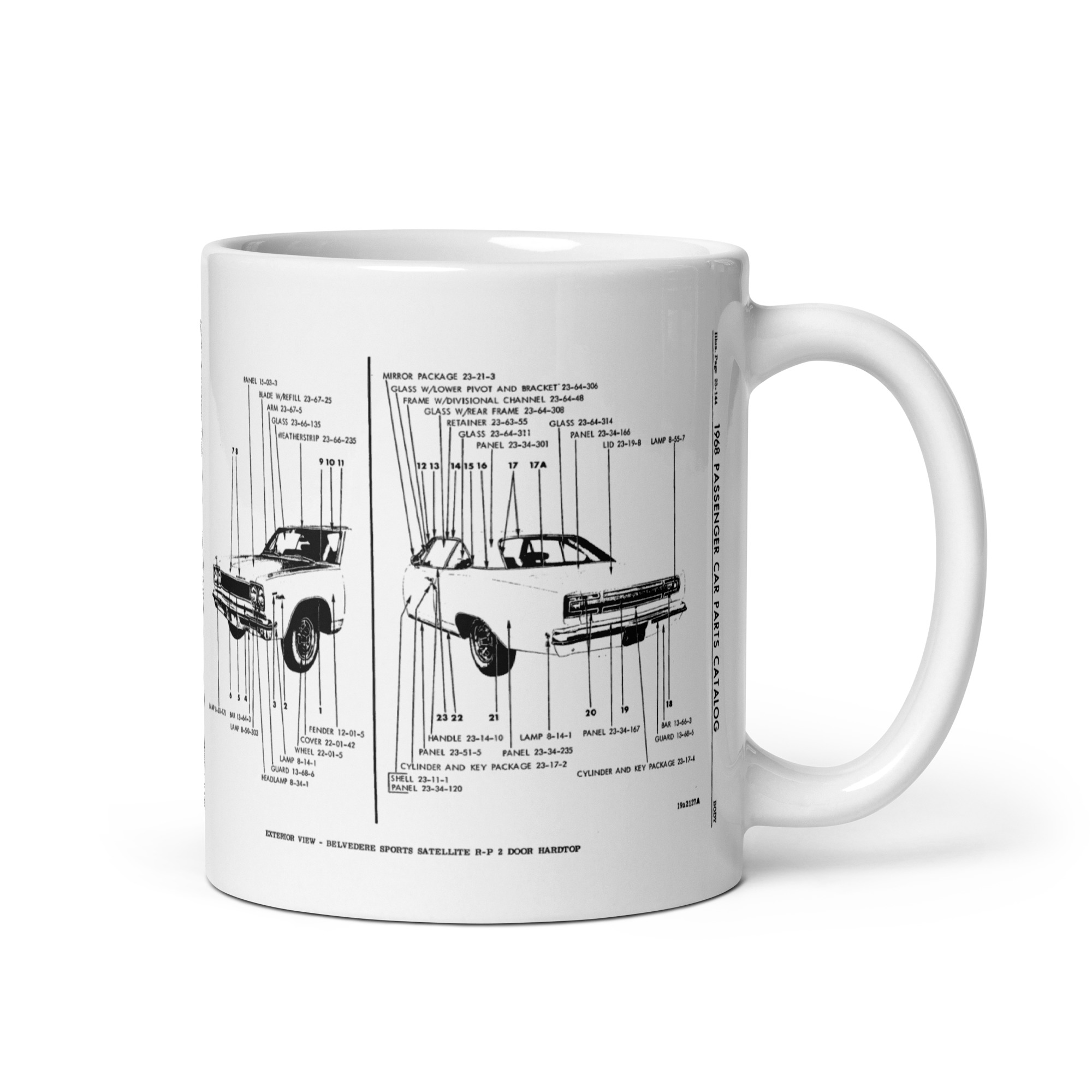 68 Sport Satellite Exterior View Factory Parts Diagram Coffee Mug + Convertible - Image 2