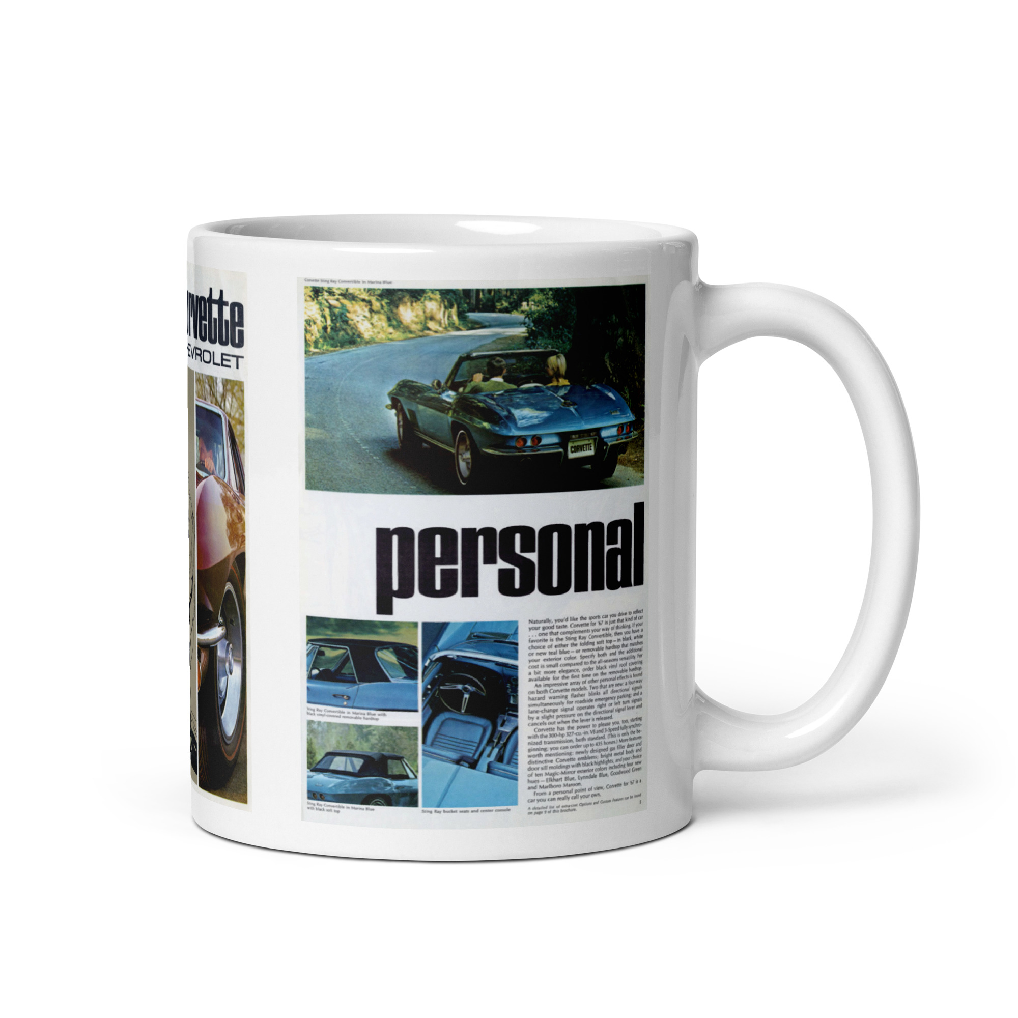 67 Corvette Sales Brochure Coffee Mug Personal Individual 327 427 Tri-Power - Image 2