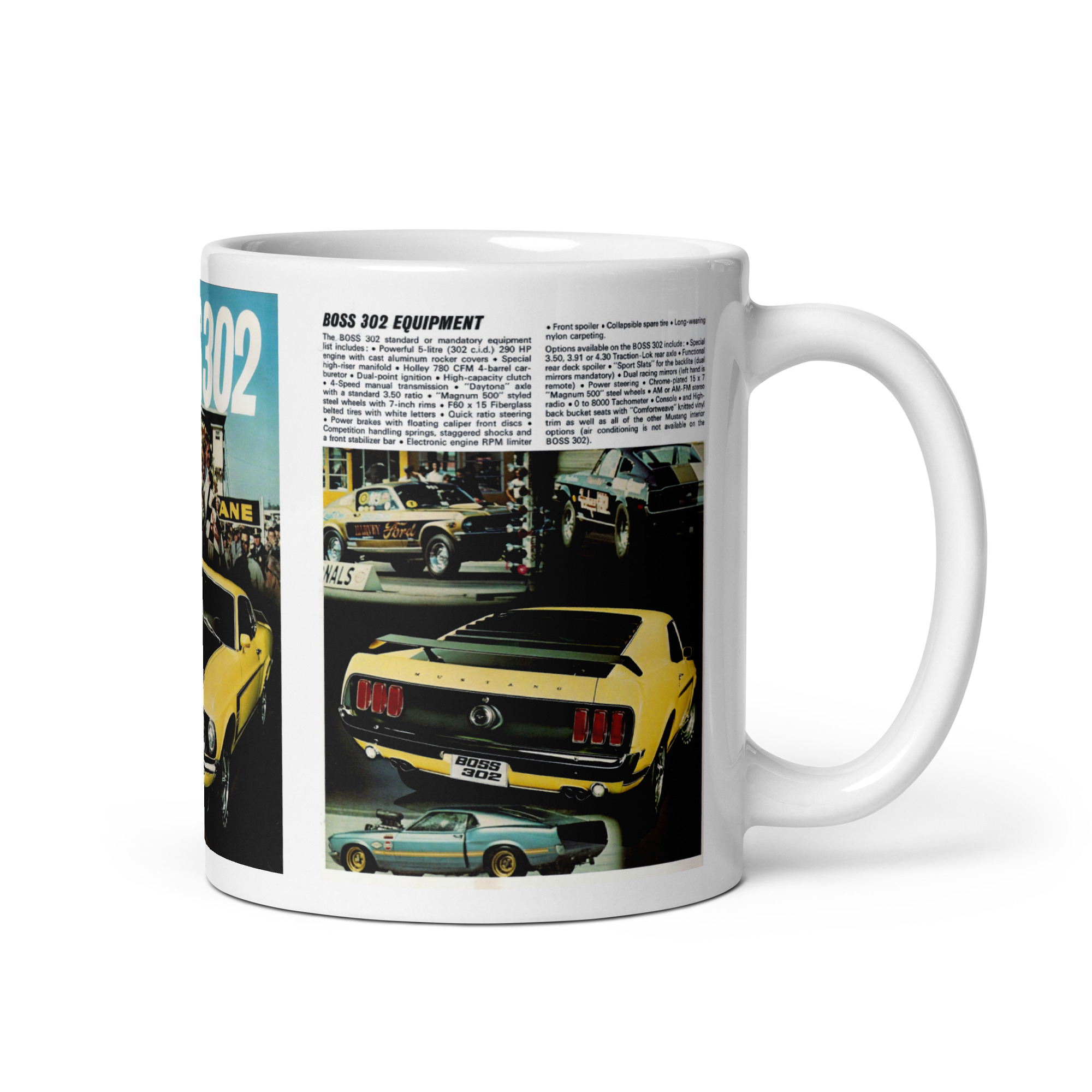 1969 Ford Mustang Boss 302 HO Sportsroof Sales Brochure Coffee Mug - Image 2
