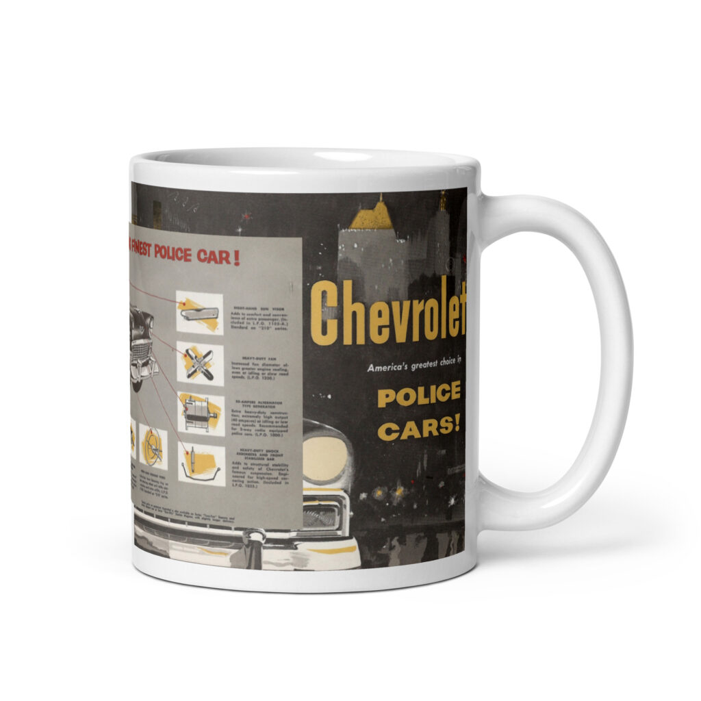 1956 Chevrolet Police Cars Sales Brochure Coffee Mug #2 150 210 Super Turbo Fire