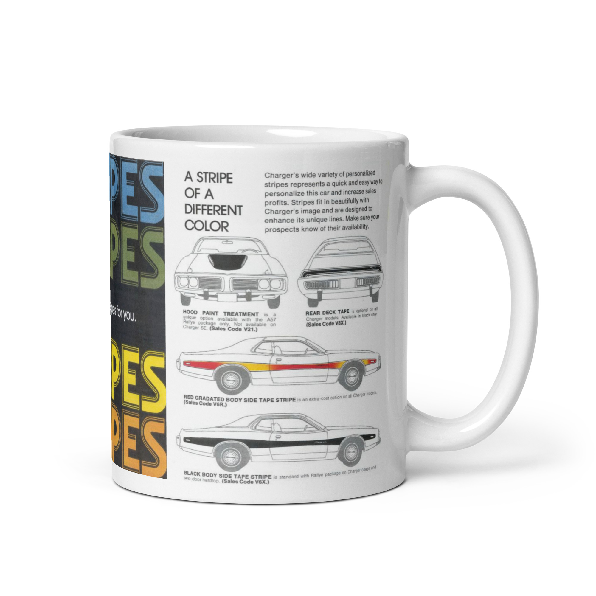 1974 Dodge Charger Stripes Booklet Coffee Mug Rallye Colors 400 360 - Image 2