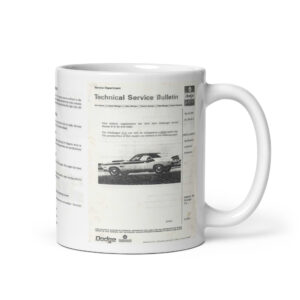 1970 Dodge Challenger T/A TSB Papers Coffee Mug Canada + USA 340 Six Pack