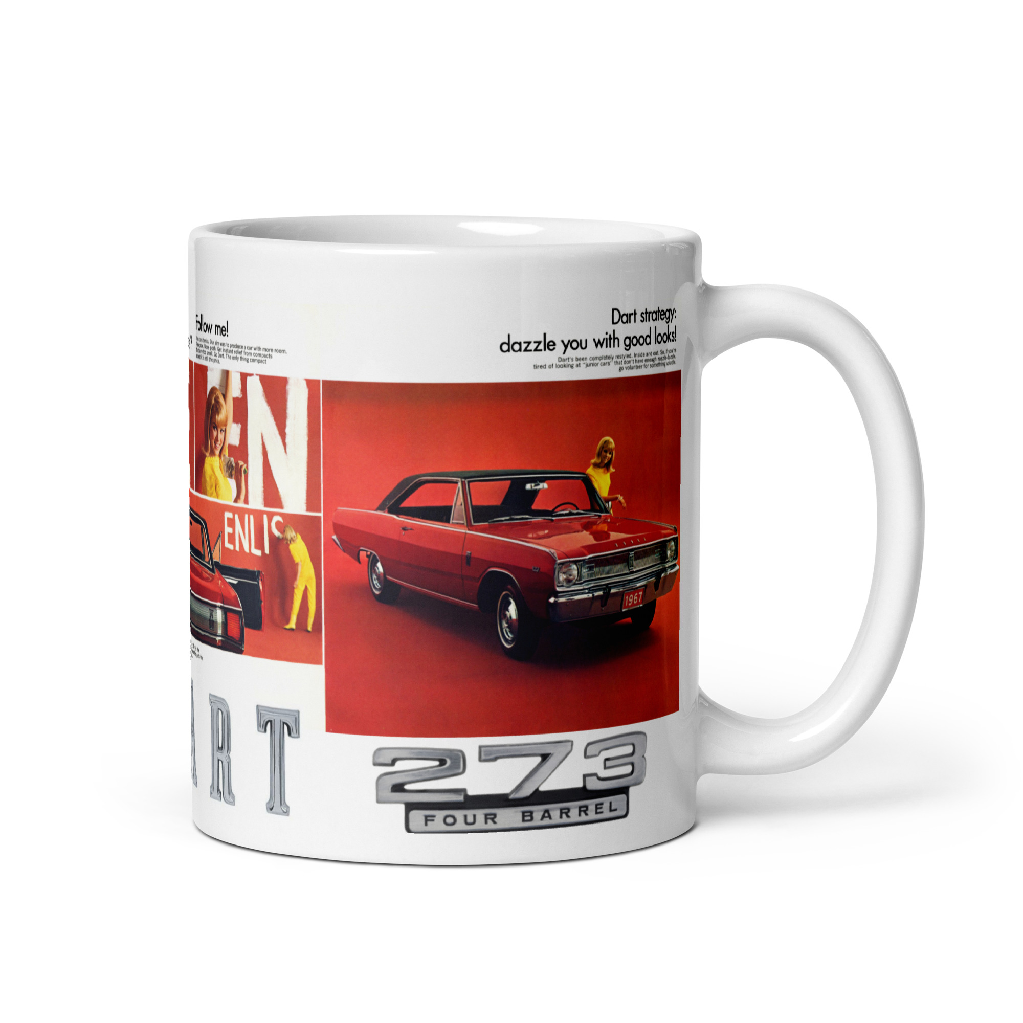 1967 Dodge Dart Sales Brochure Coffee Mug GT 273 Four Barrel - Image 2