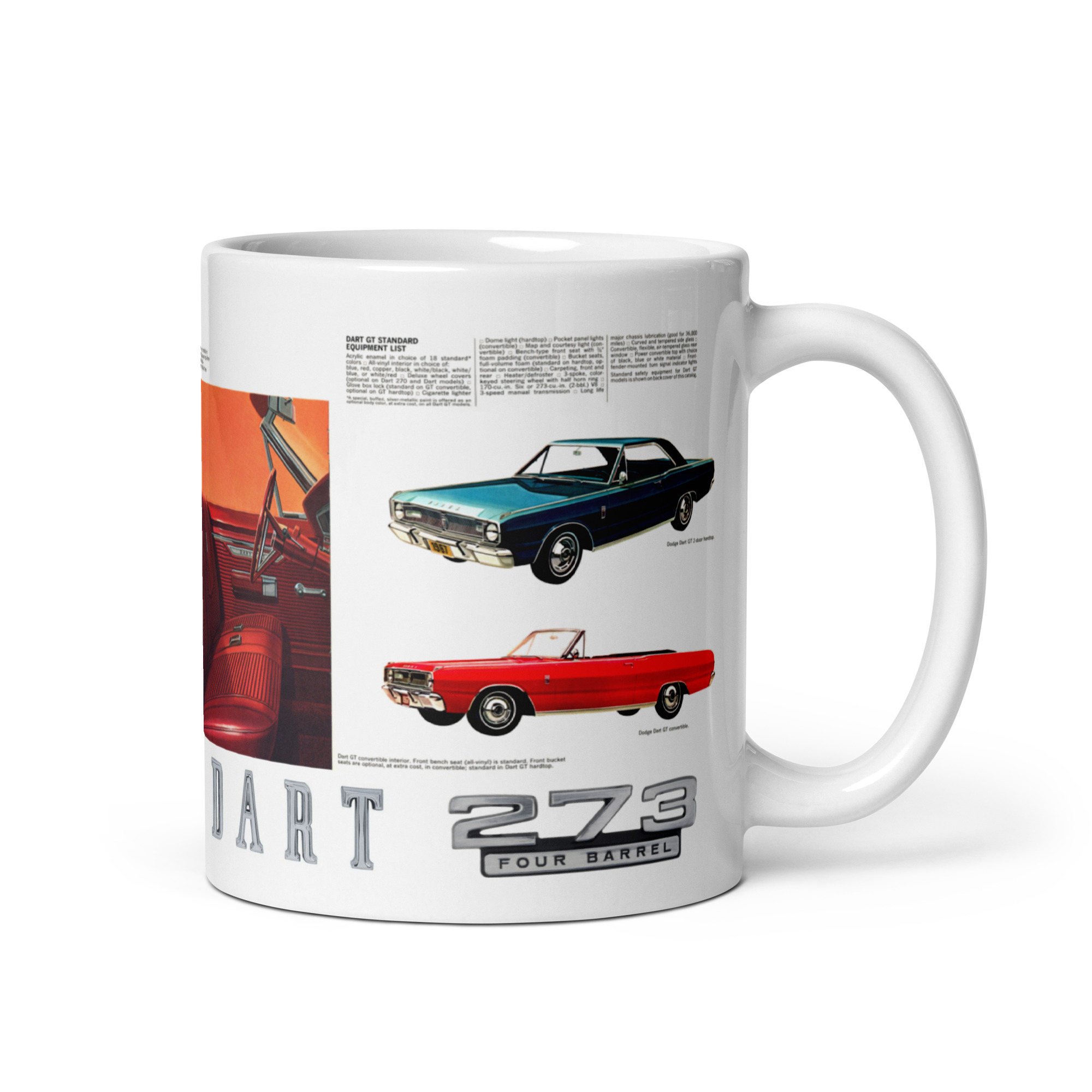 1967 Dodge Dart Sales Brochure Coffee Mug #2 GT Models 273 Four Barrel - Image 2