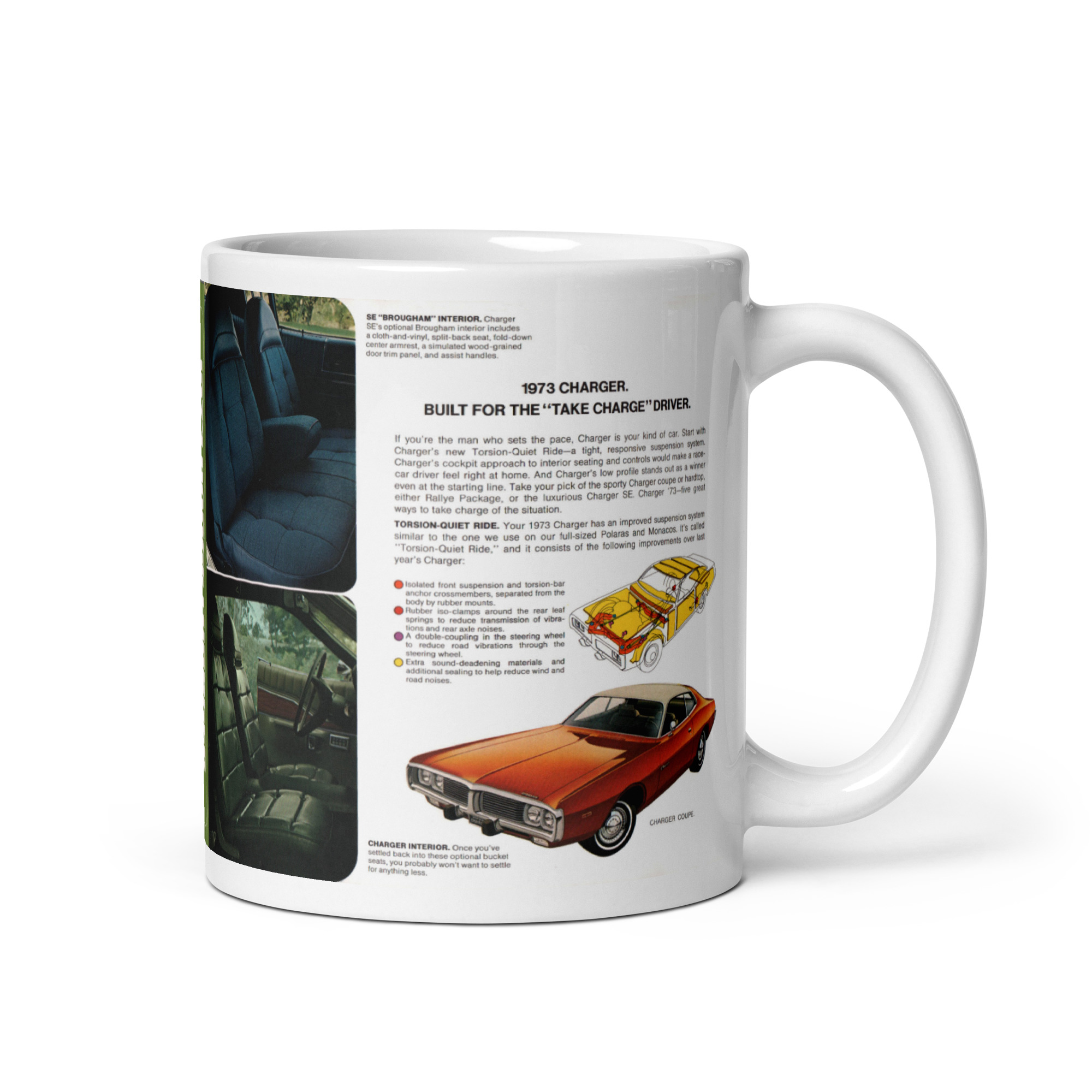 1973 Dodge Charger Sales Brochure Coffee Mug SE Brougham 360 400 440 - Image 2