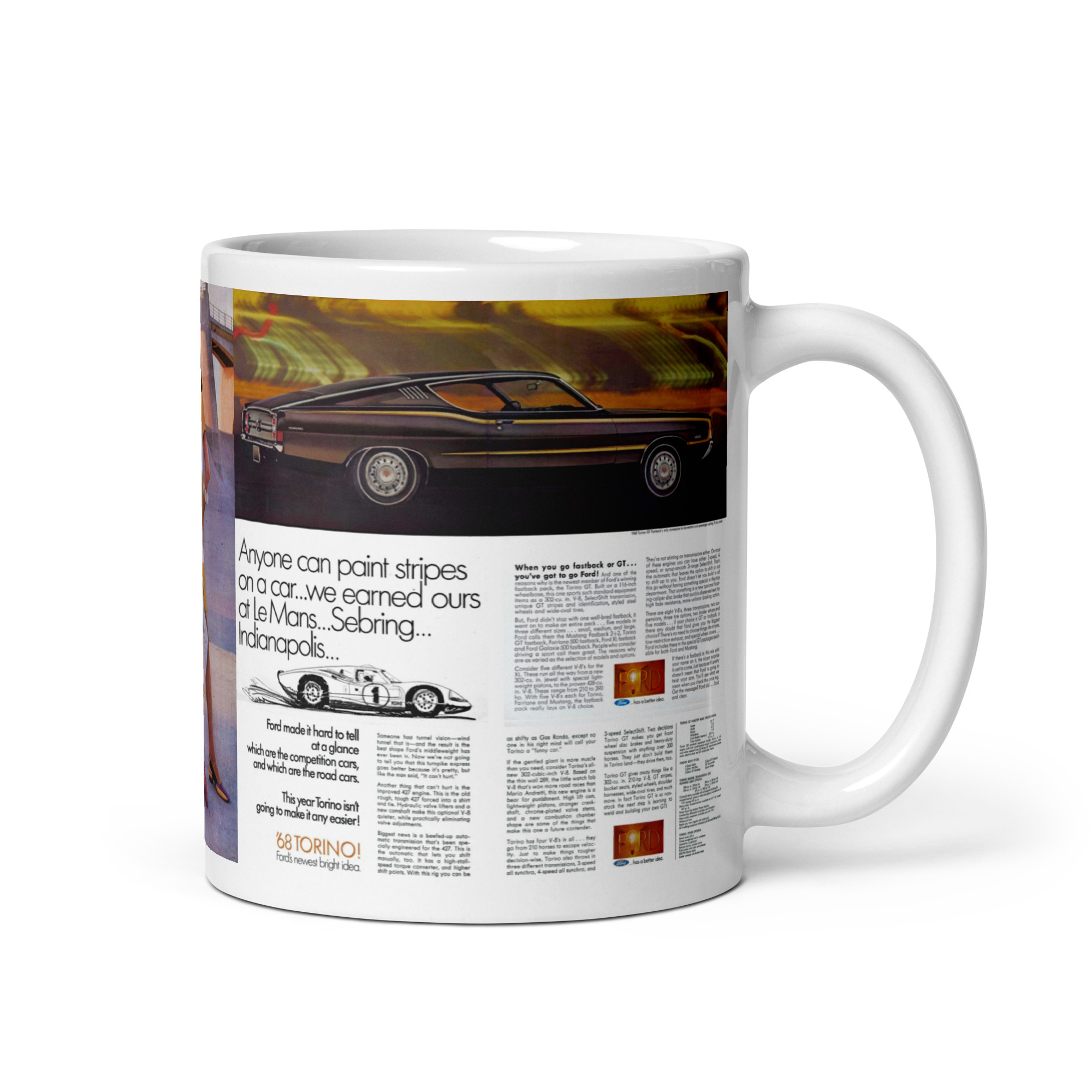1968 Ford Torino GT Magazine Ads Coffee Mug 302 390 427 - Image 2