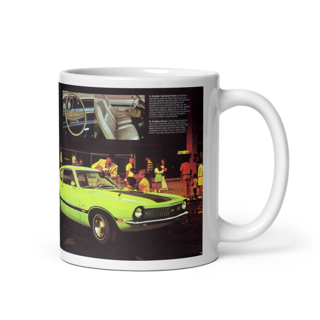 1971 Ford Maverick Grabber Sports Set Sales Brochure Coffee Mug 302