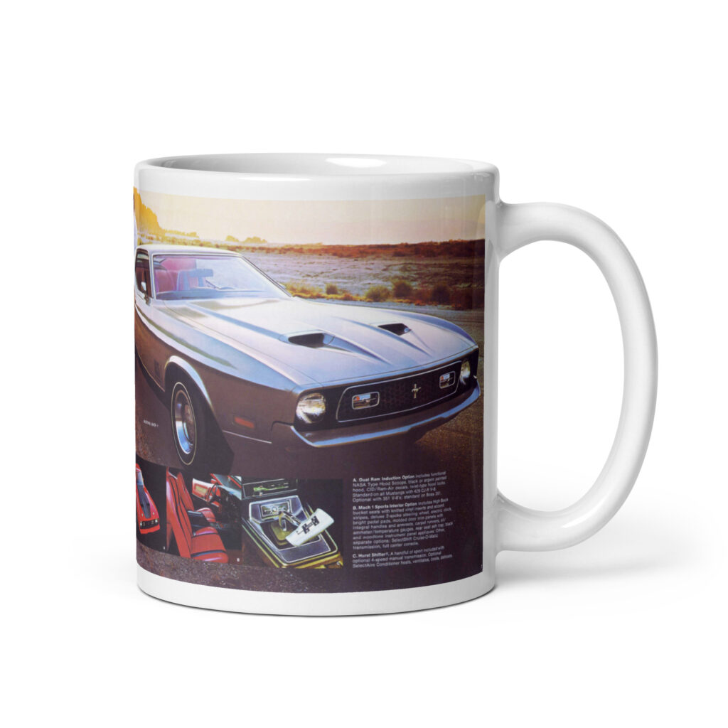 1971 Ford Mustang Mach I Sports Set Sales Brochure Coffee Mug 429 CJ-R