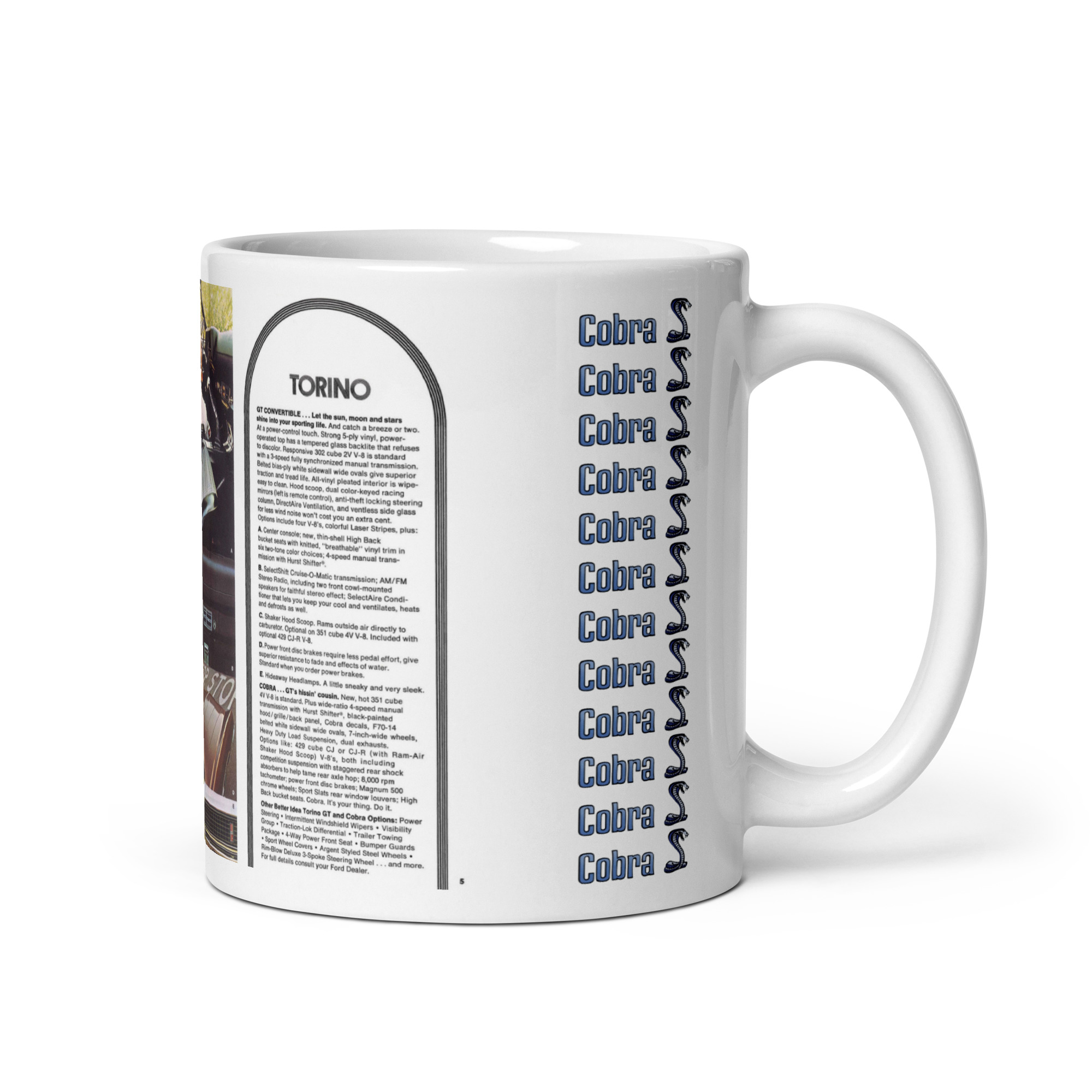 71 Ford Torino Cobra GT Sports Set Sales Brochure Coffee Mug Convertible 429 CJ - Image 2