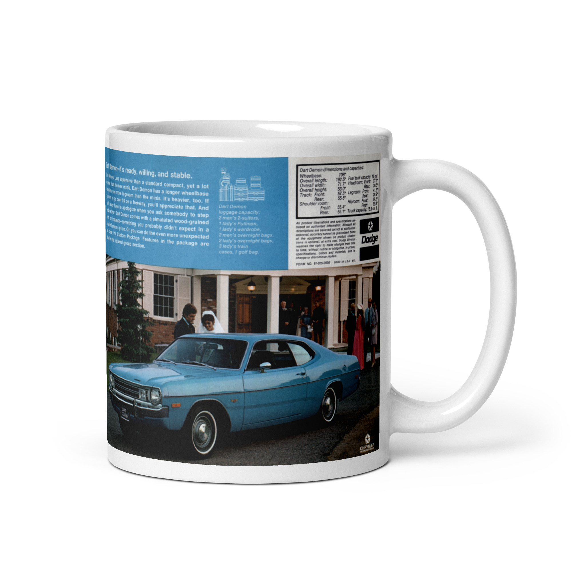 1972 Dodge Dart Demon Sales Brochure Coffee Mug 318 /6 340 Swinger - Image 2
