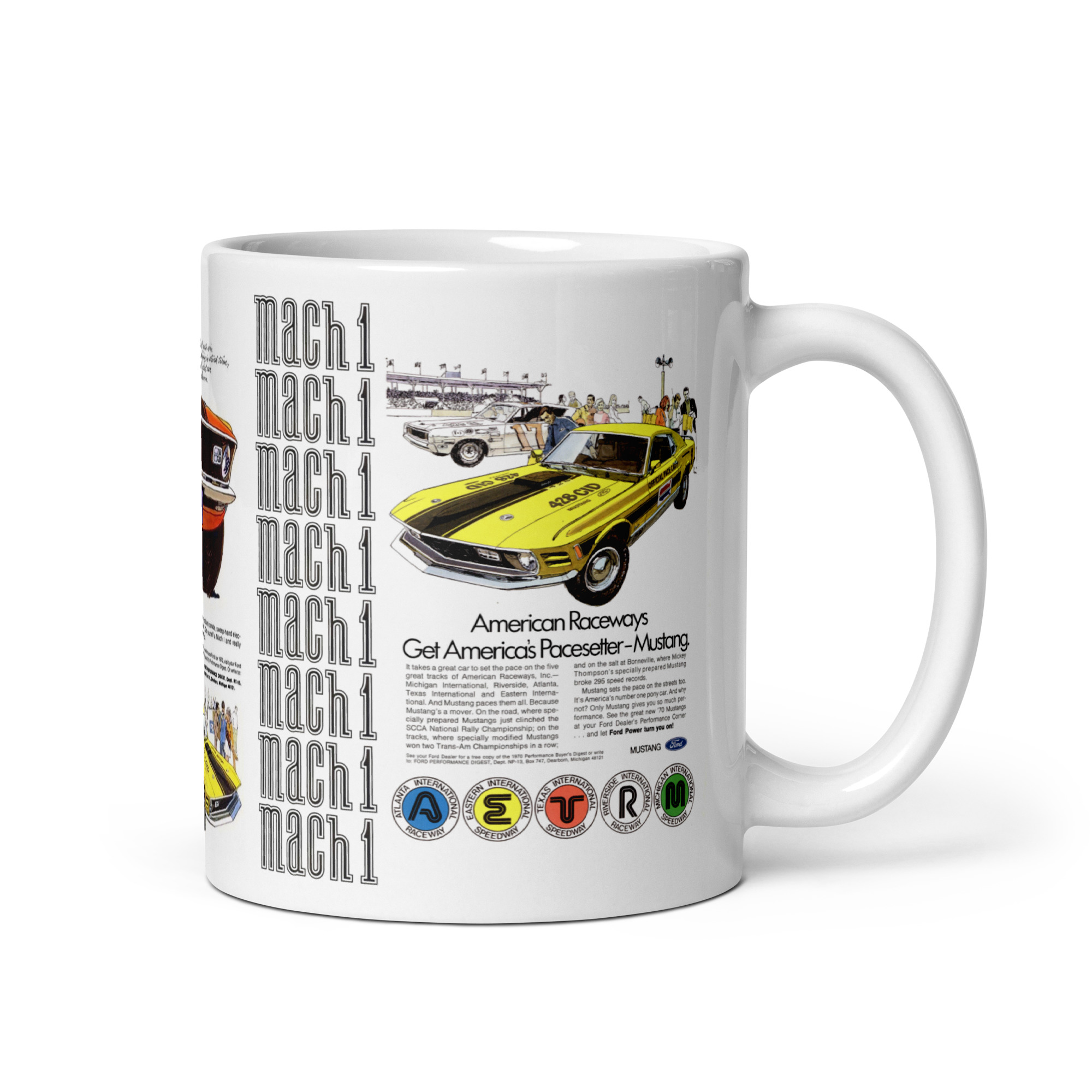 1970 Ford Mustang Mach I Magazine Ads Coffee Mug Mach Won! - Image 2