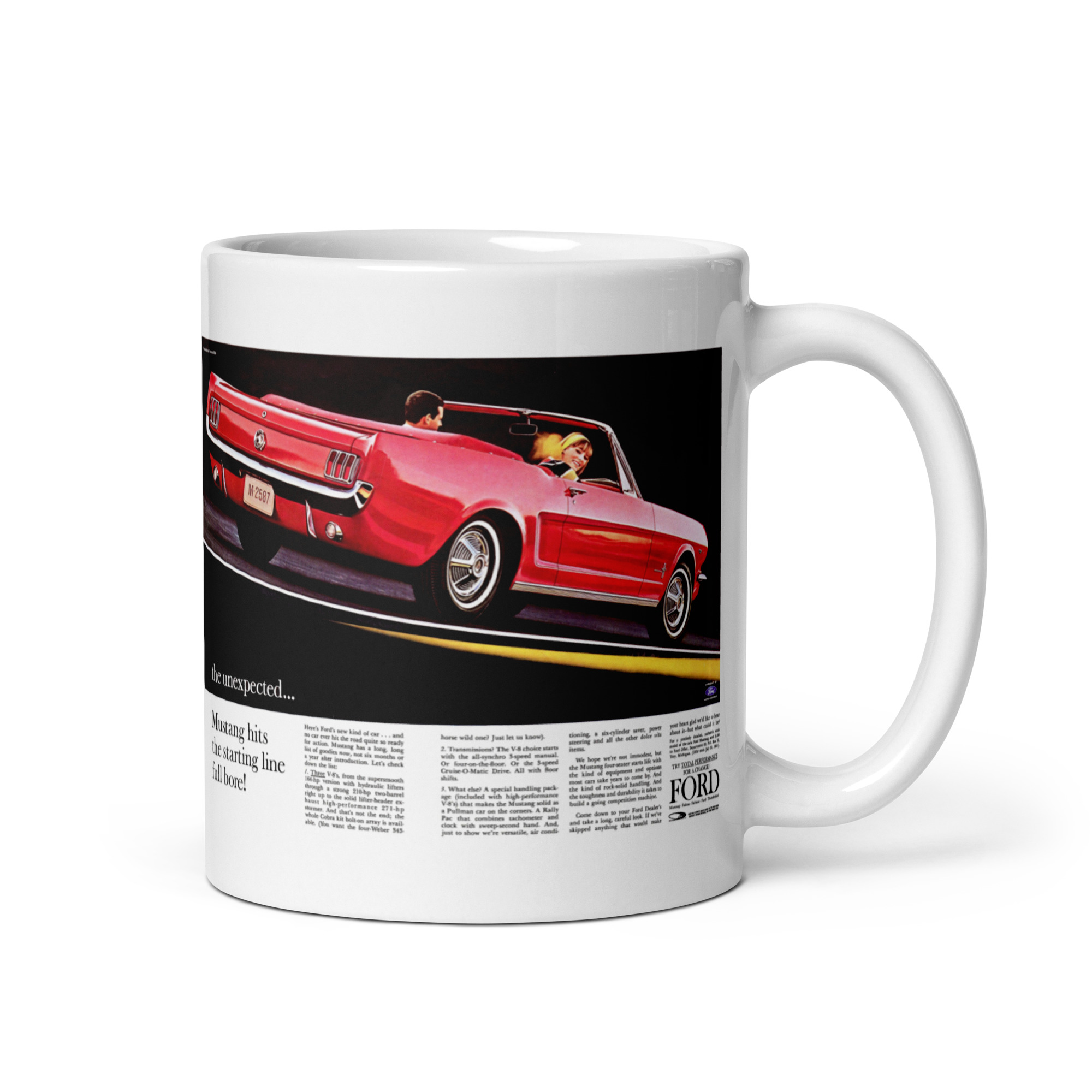 1964 Ford Mustang Ads Coffee Mug Worlds Fair Magic Skyway 260 289 Convertible - Image 2