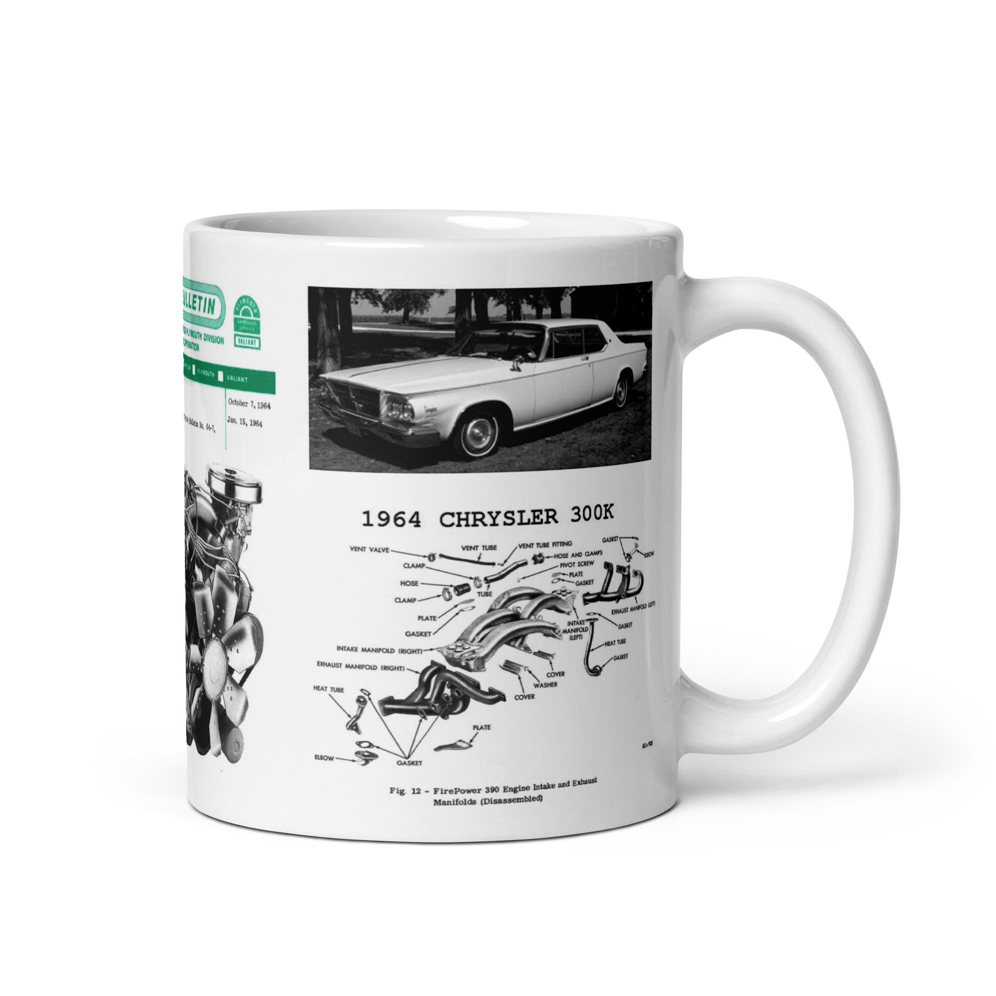 1964 Chrysler 300 K Service Bulletin Diagrams Coffee Mug Firepower 413 Crossram - Image 2