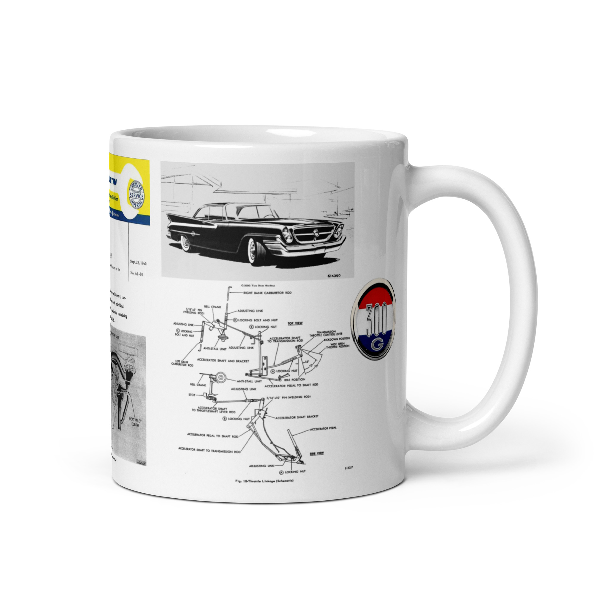 1961 Chrysler 300 G Service Bulletin Diagrams Coffee Mug 413 Crossram - Image 2