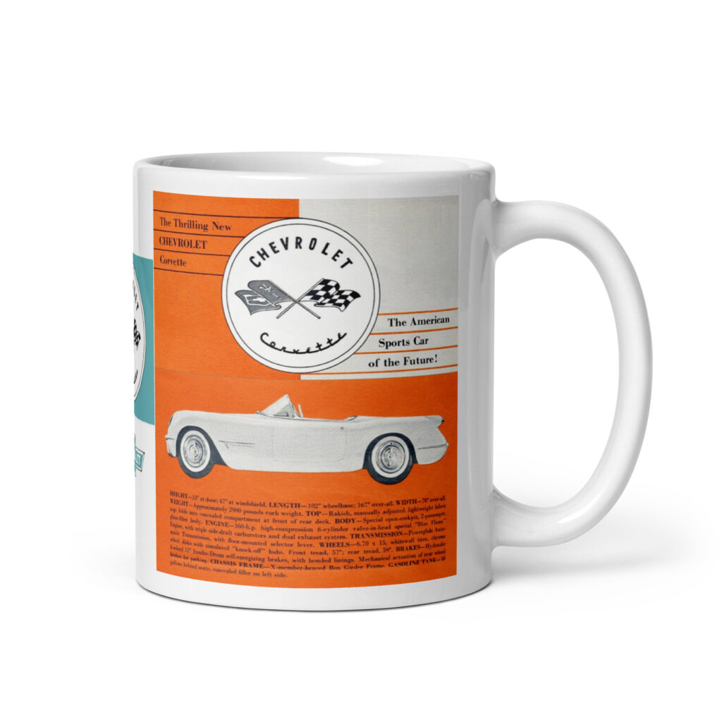 1953 Corvette Sales Brochure Coffee Mug First Year American Sports Car