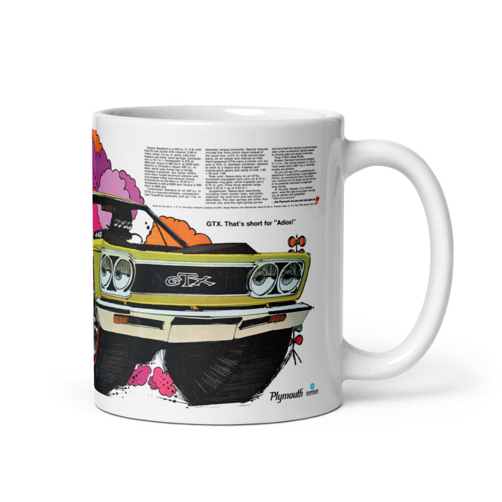 1968 GTX 2 Magazine Ads Coffee Mug Plymouth 440 426 Hemi