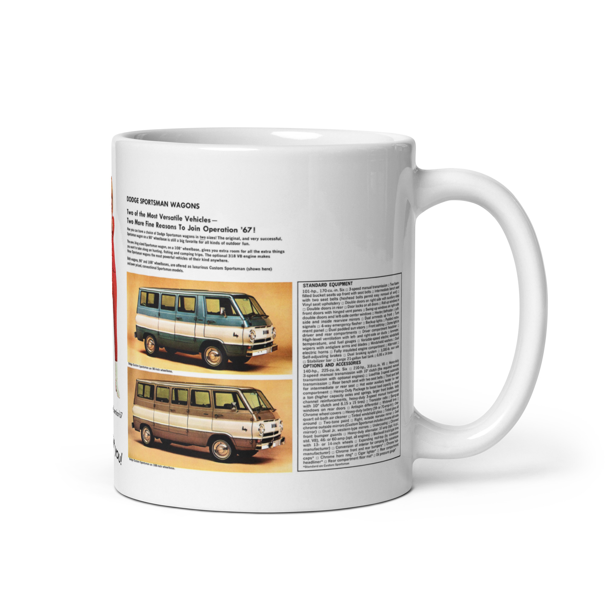 1967 Dodge Sportsman Wagons Sales Brochure Coffee Mug A100 A108 273 - Image 2