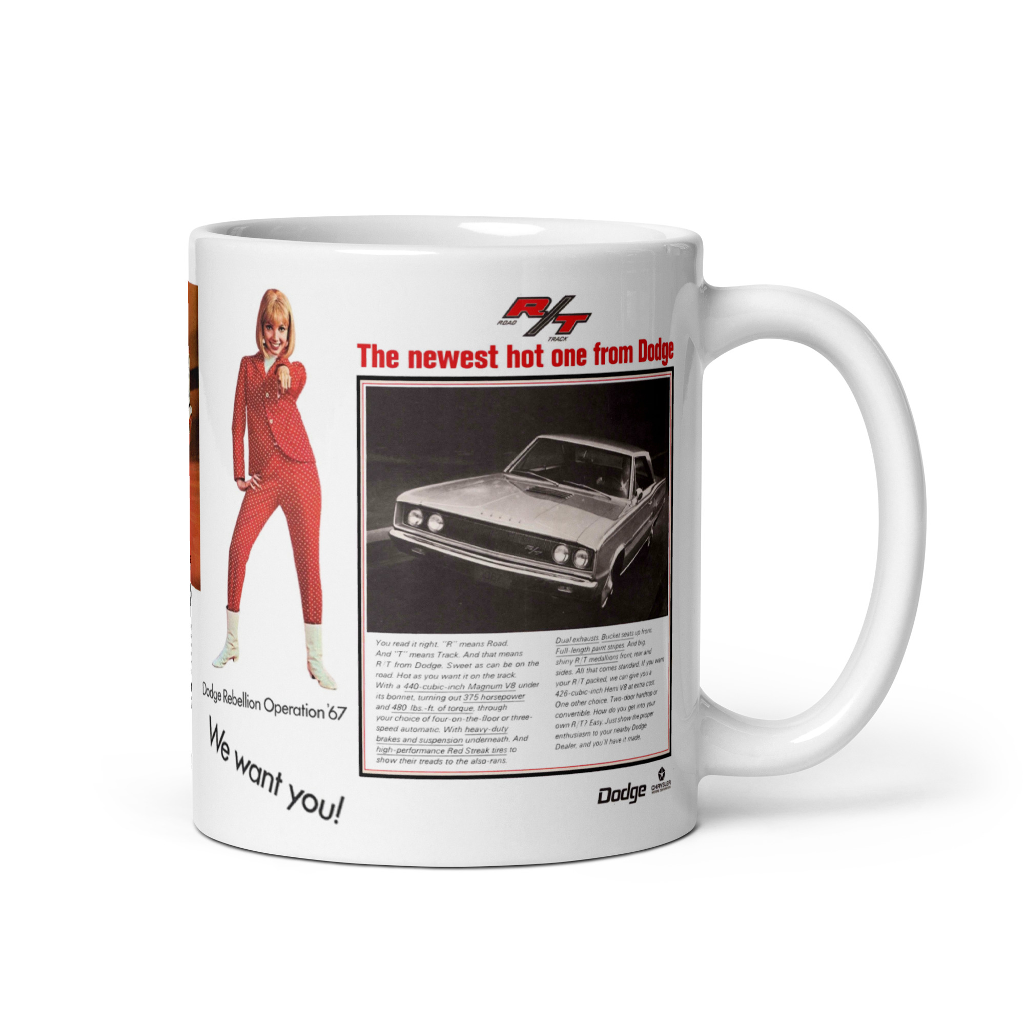 1967 Dodge Coronet R/T 2 Magazine Ads Coffee Mug Big Bore Hunter Hot One 440 - Image 2