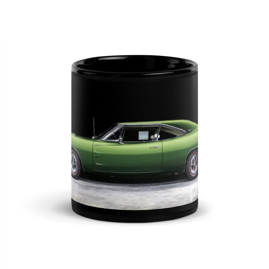 Beautiful 1969 Dodge Daytona Black Glossy Mug Dark Green Poly Enamel 440