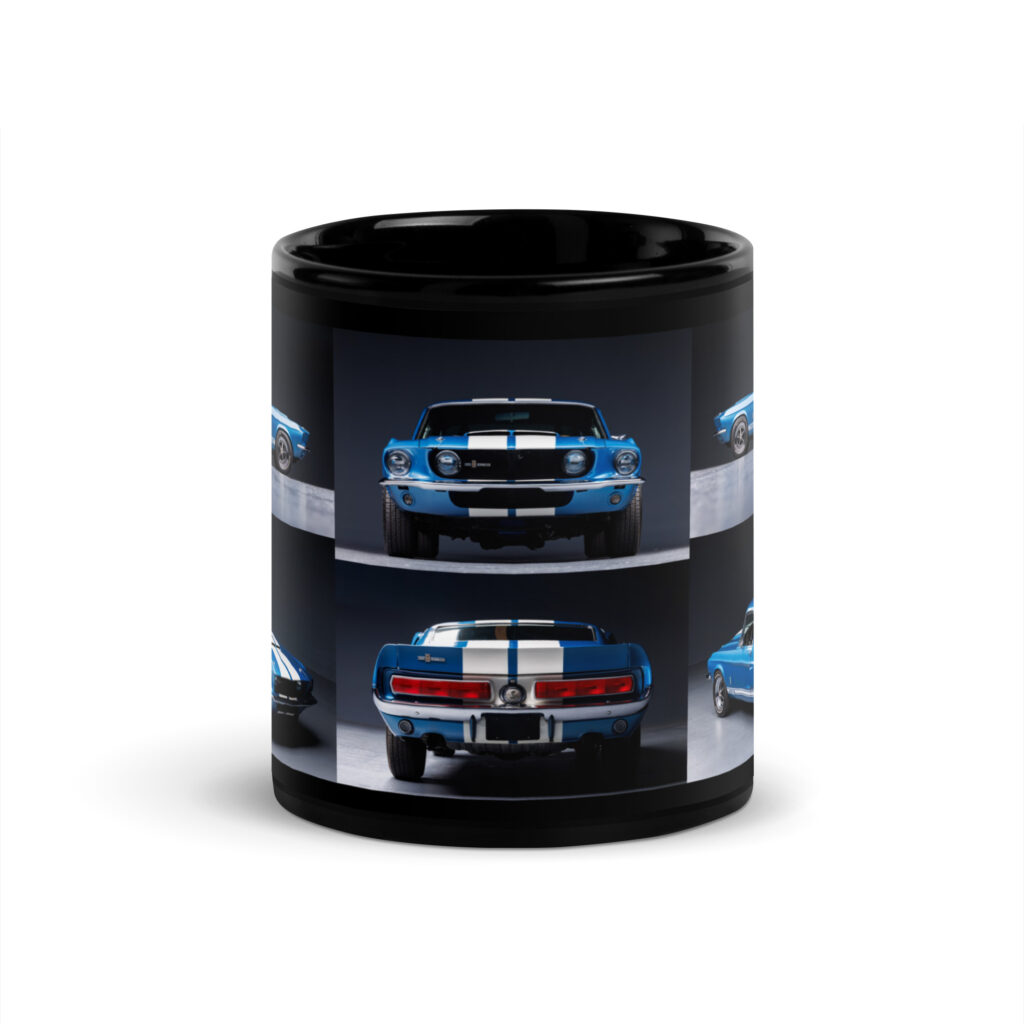 1967 Shelby GT500 Black Glossy Mug 02502 Acapulco Blue White Stripe 4 Speed