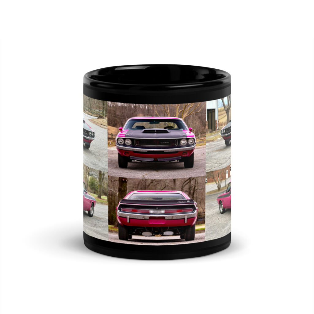 1970 Dodge Challenger T/A Black Coffee Mug FM3 Panther Pink 340 Six Pack 4 Speed