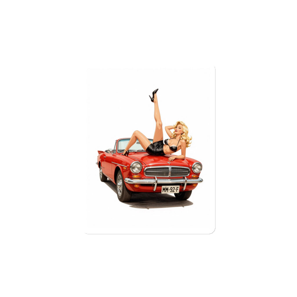Pininfarina Fiat 124 Spider Retro Garage Matte Finish Shop Magnet Pinup Girl