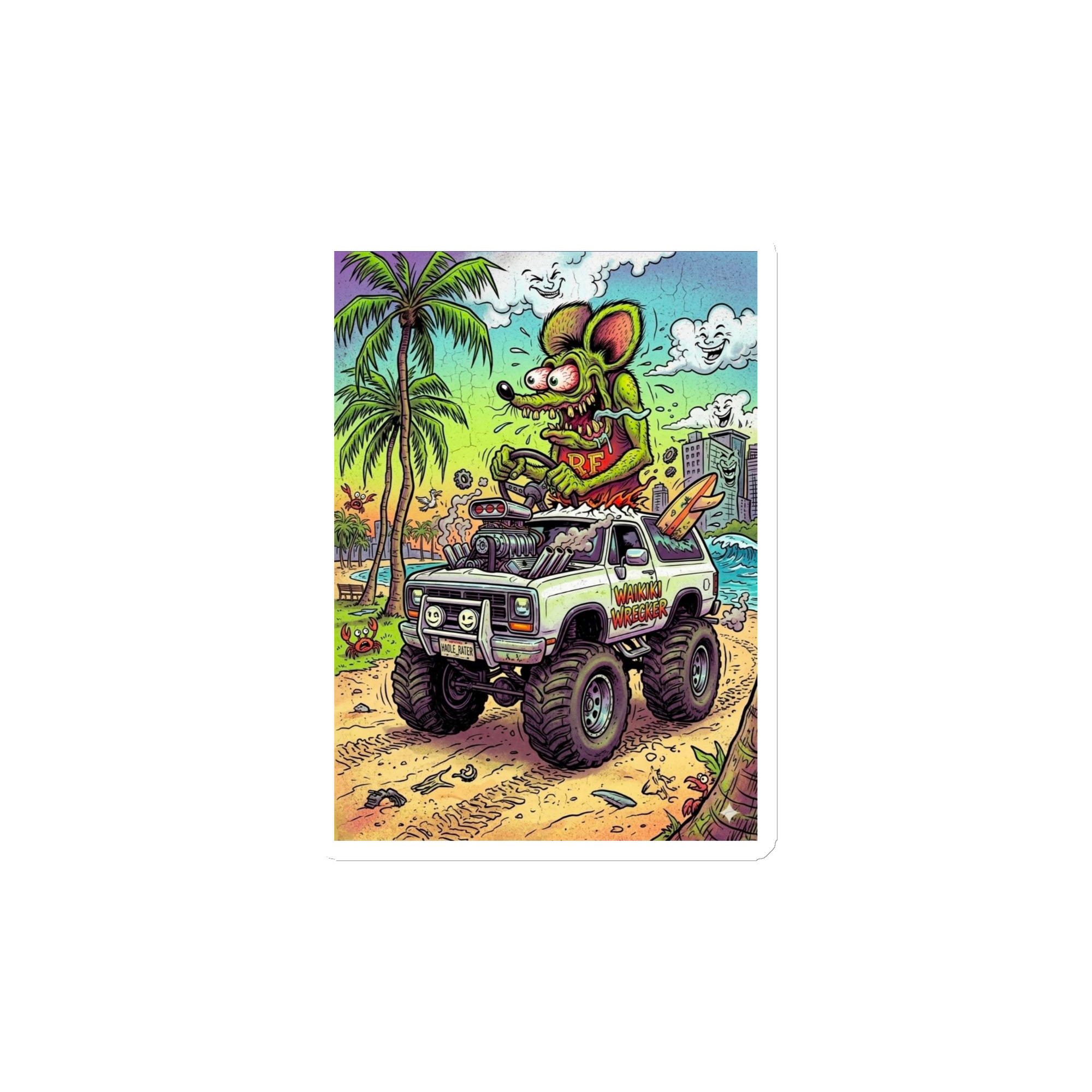 Ratfink Waikiki Wrecker Dodge Ramcharger Toolbox Shop Fridge Magnet - Image 2
