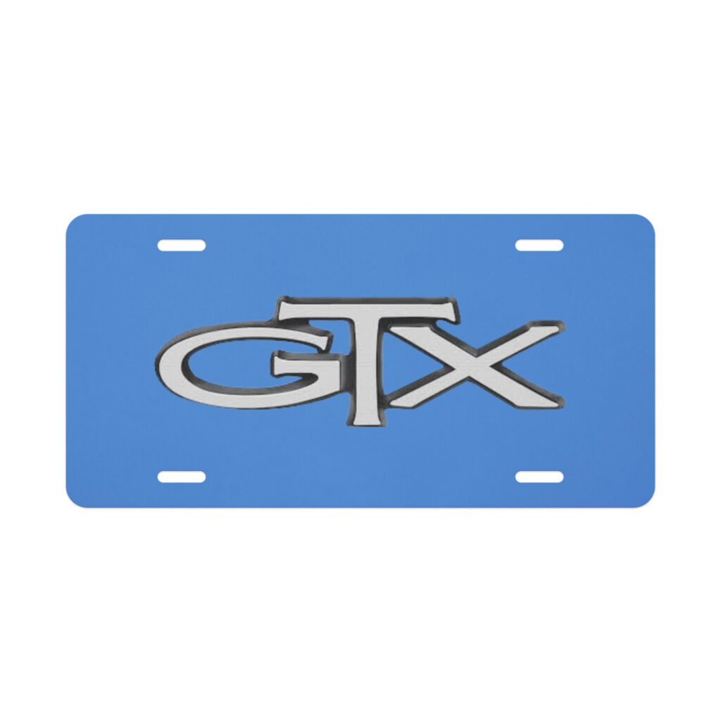 1972 – 1973 Plymouth Road Runner GTX Trim Edition: Vanity License Plate Basin Street Blue / Petty Blue TB3
