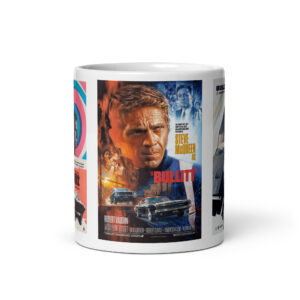 3 Bullitt Movie Poster Coffee Mug 1968 Charger R/T 440 Mustang GT 390 McQueen
