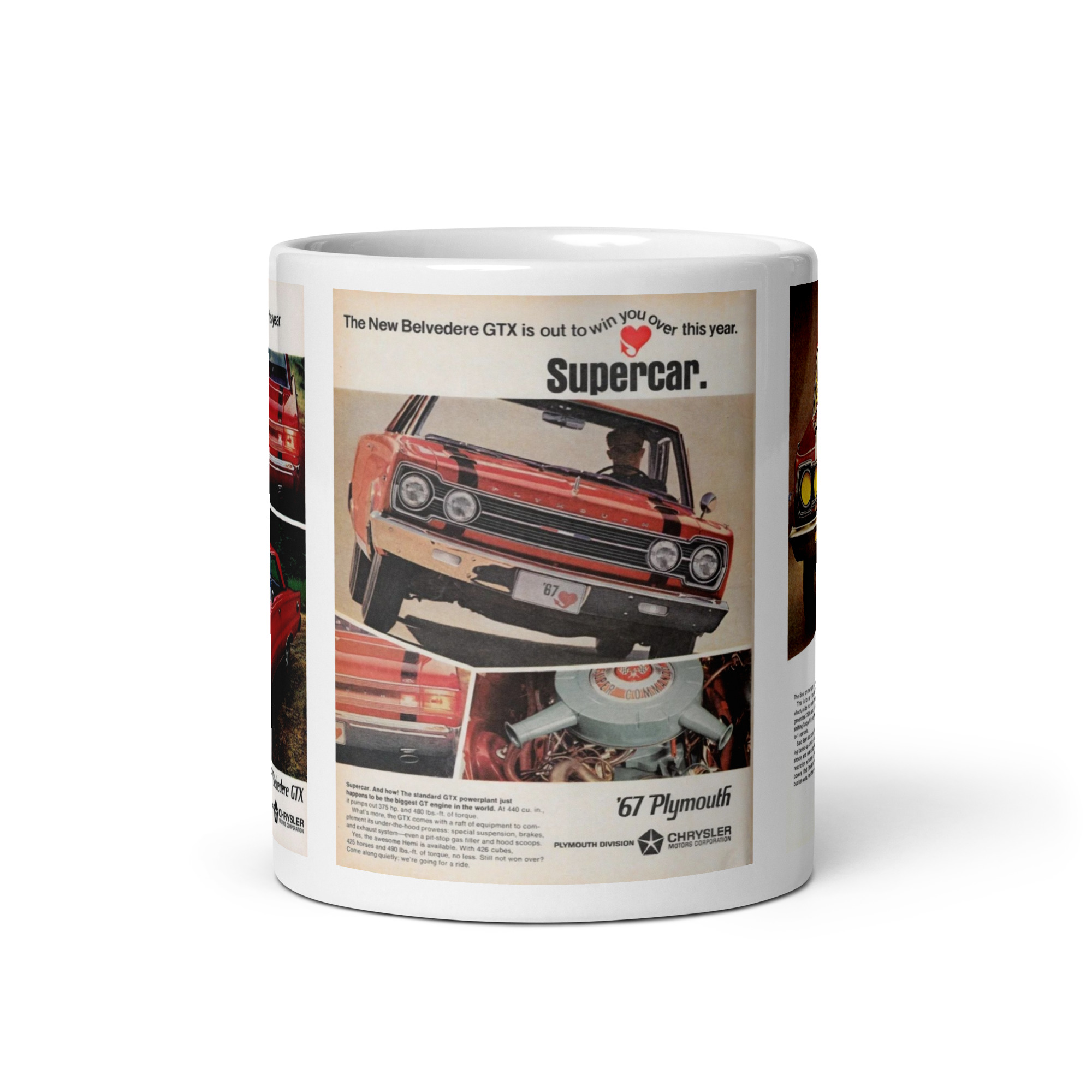 1967 Plymouth GTX 3 Magazine Ad Coffee Mug 440 426 Hemi Racing #2