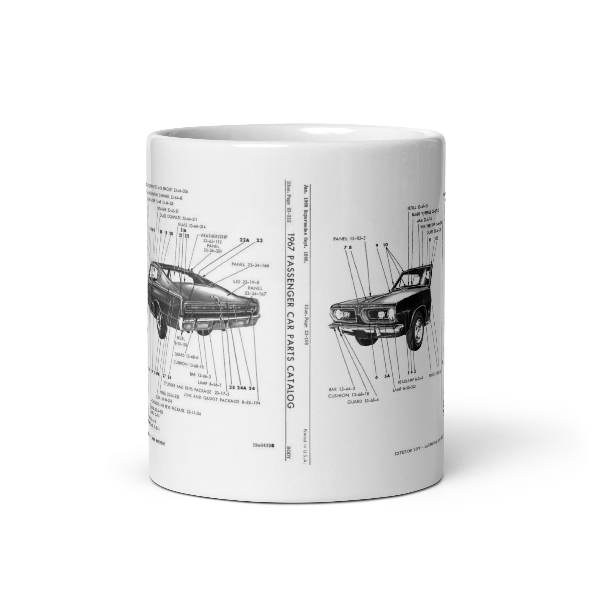 1967 Cuda Fastback Charger Mopar Factory Parts Book Exterior View Coffee Mug - Image 2
