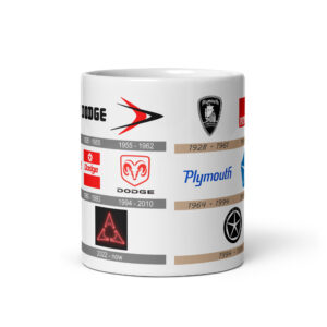 Dodge and Plymouth Logo History Coffee Mug 1910 - Present