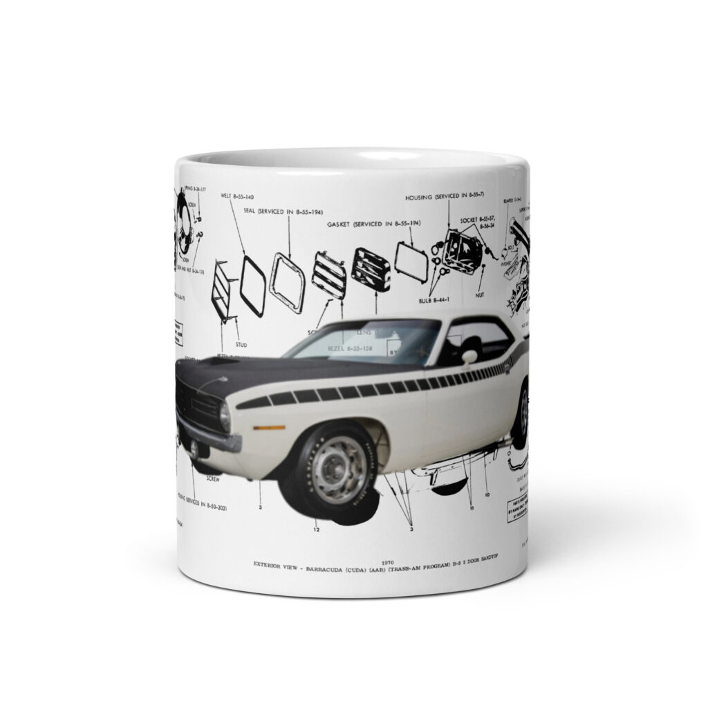 1970 AAR Cuda Factory Parts Diagrams Coffee Mug 340+6 Lamps Diff Exhaust
