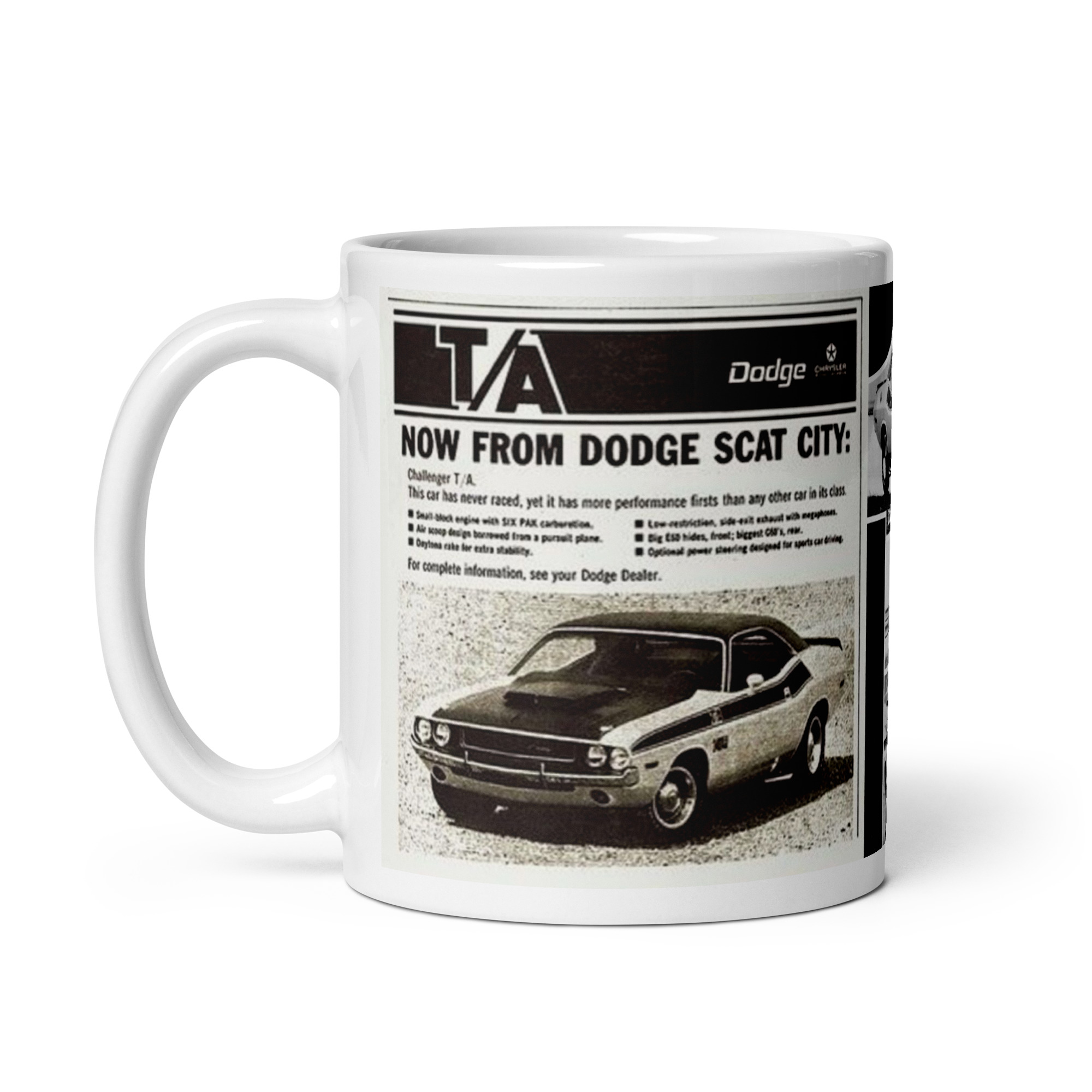 1970 Dodge Challenger T/A Trans Am 340 Six Pack Magazine Ads Coffee Mug - Image 3