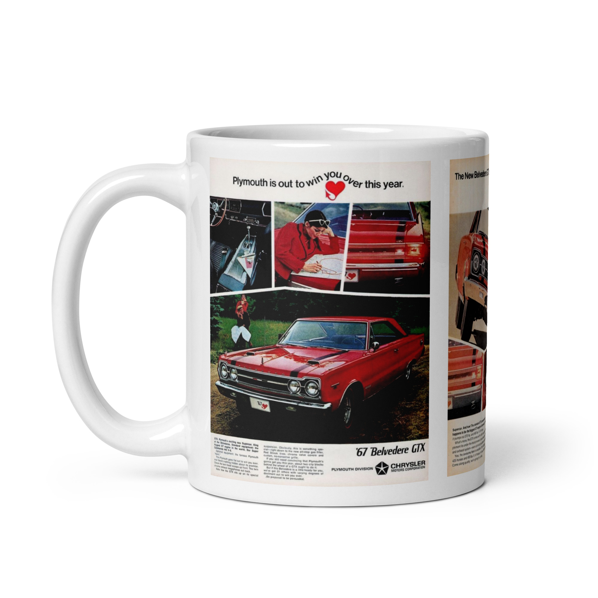 1967 Plymouth GTX 3 Magazine Ad Coffee Mug 440 426 Hemi Racing #2 - Image 3
