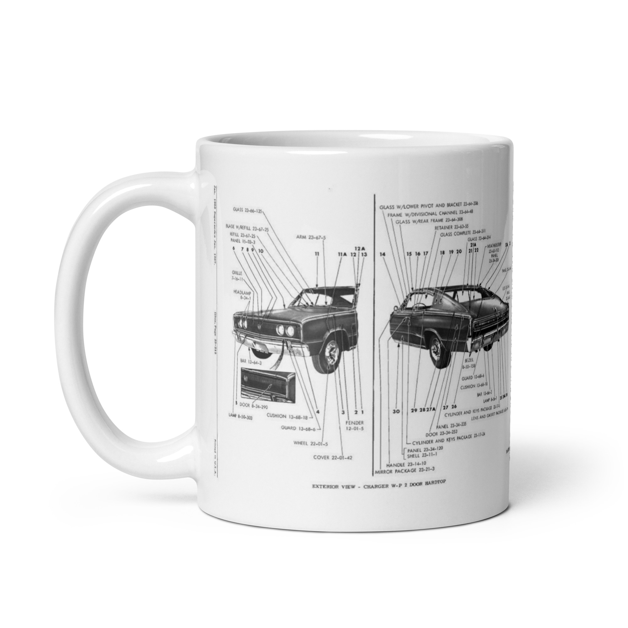 1967 Cuda Fastback Charger Mopar Factory Parts Book Exterior View Coffee Mug - Image 4
