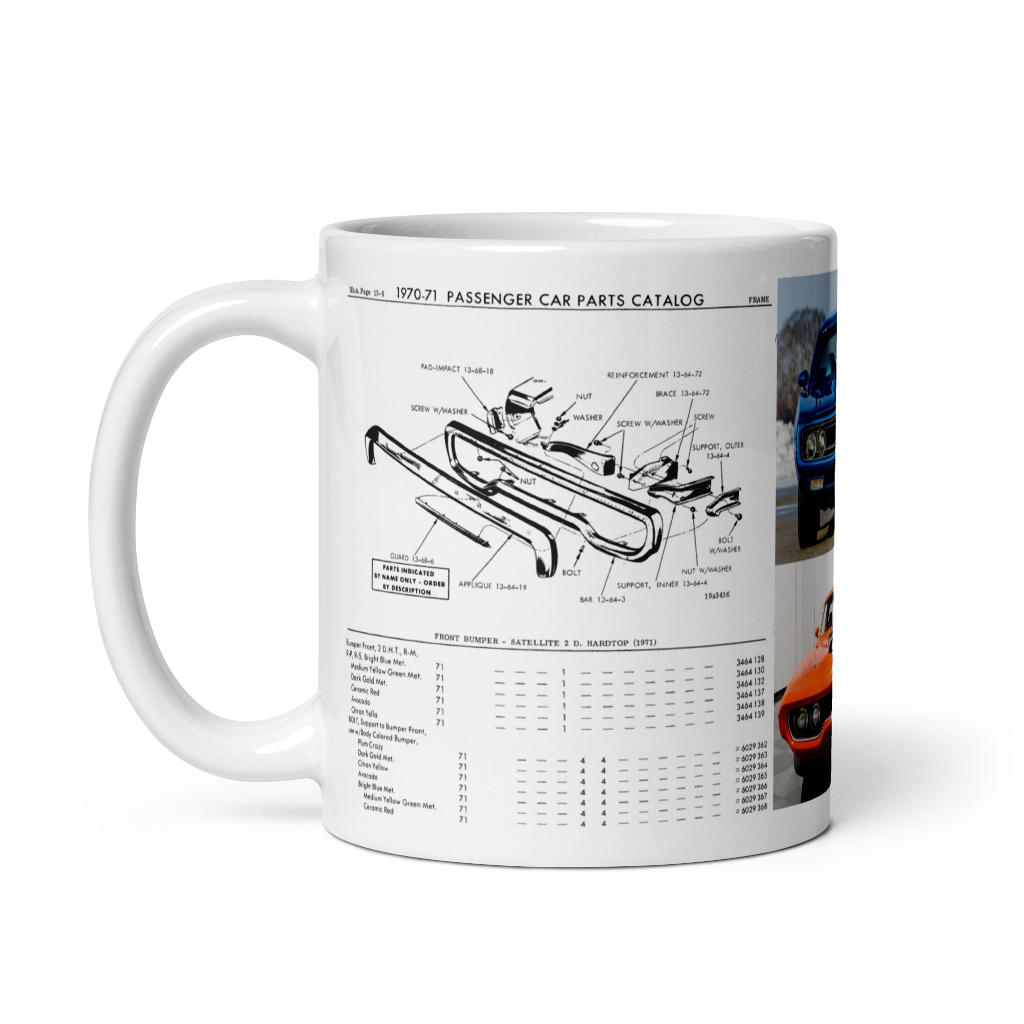 1971 Dodge Charger Plymouth Roadrunner A54 Colored Bumper Parts Manual Diagrams Mug - Image 3